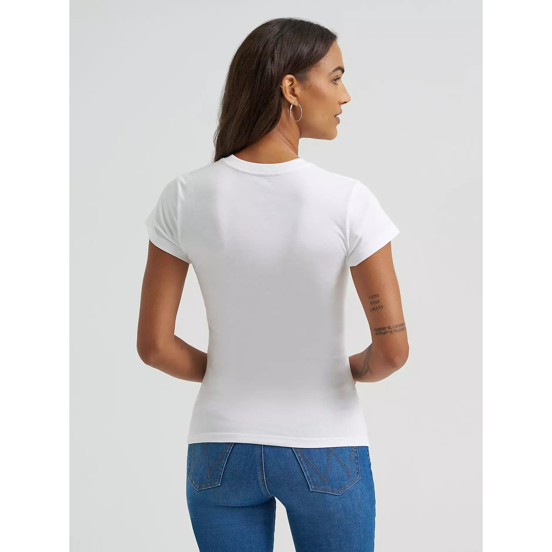 Women's Wrangler Nobody's Darlin' Shrunken Band Tee-Bright White - CWesternwear