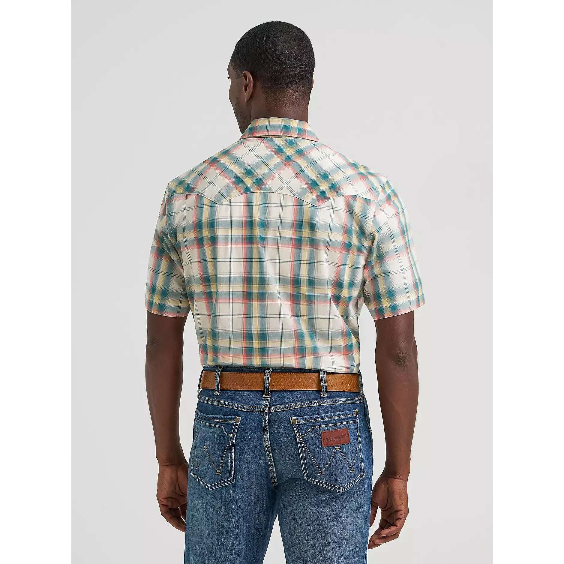 Men's Wrangler Retro Short Sleeve Sawtooth Pocket Western Snap Shirt-Grass - CWesternwear