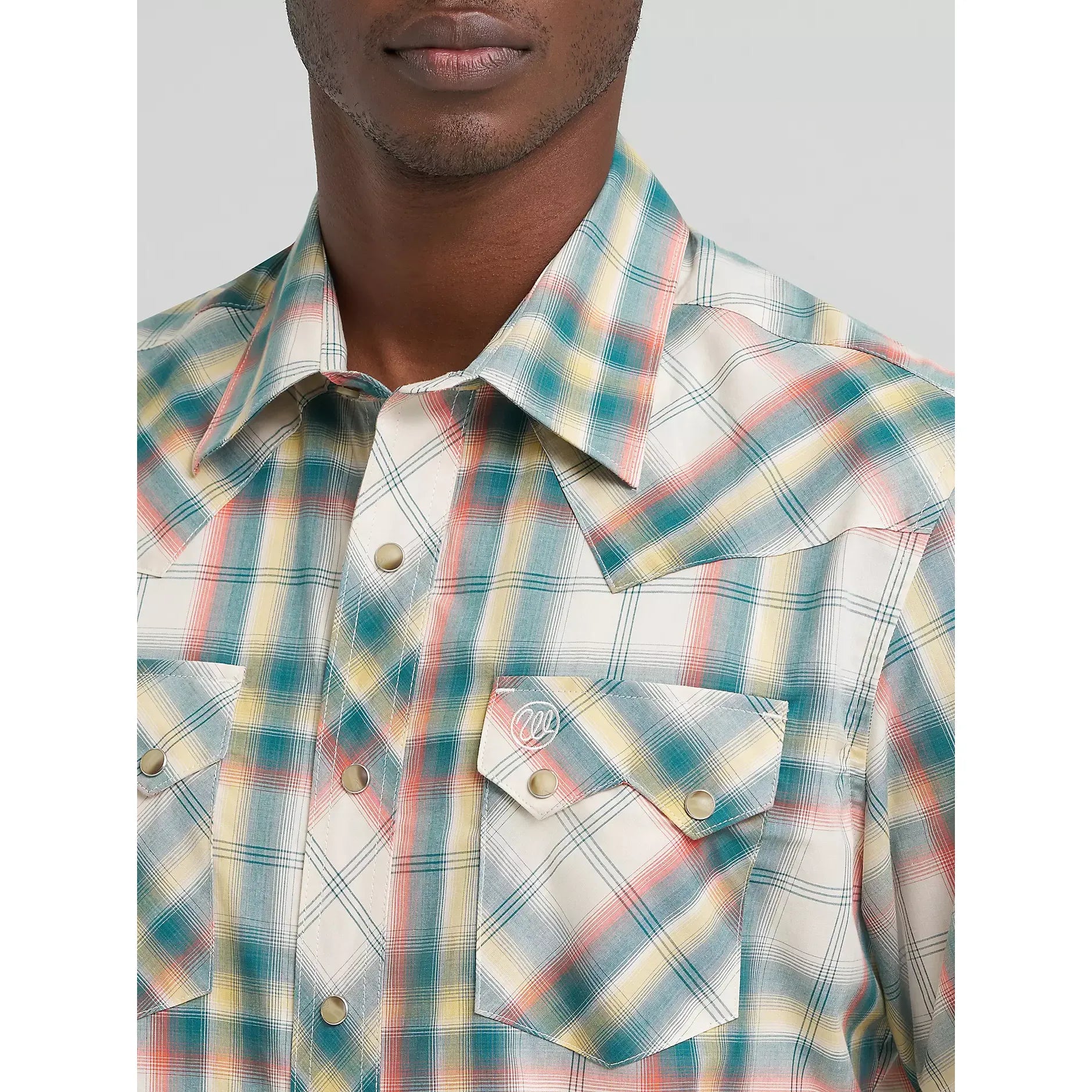 Men's Wrangler Retro Short Sleeve Sawtooth Pocket Western Snap Shirt-Grass - CWesternwear