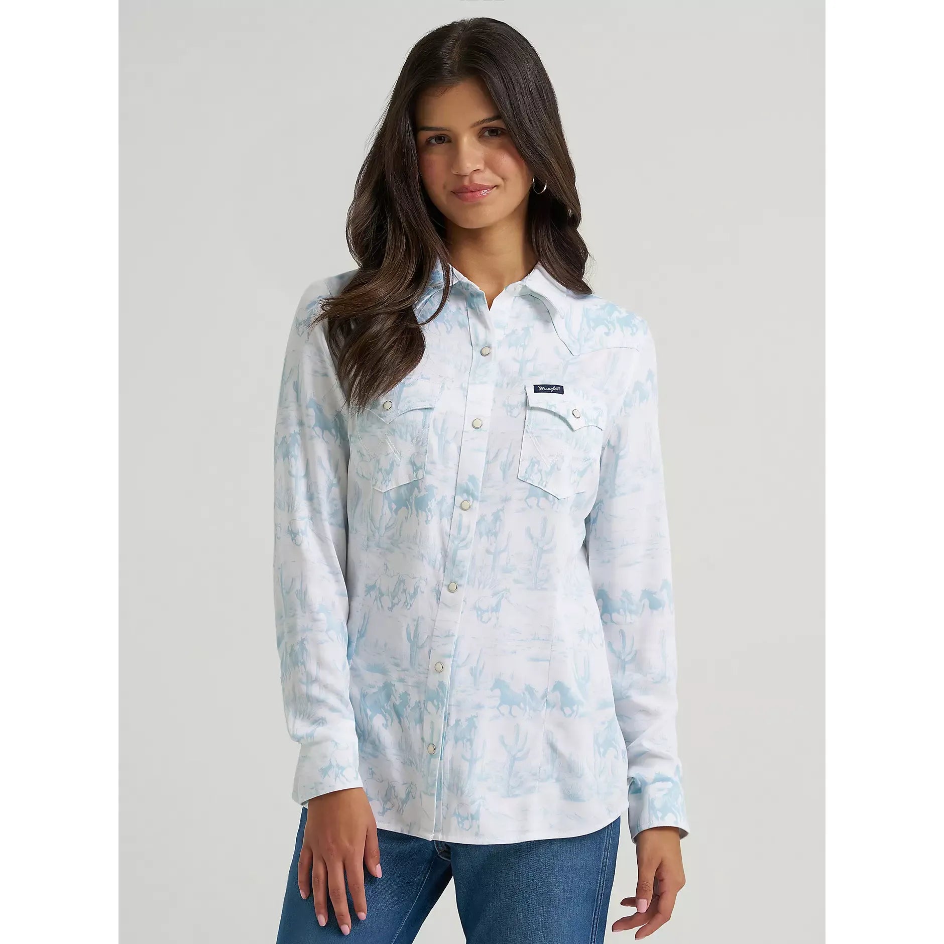 Women's Wrangler Country Toile Western Slim Snap Shirt-White