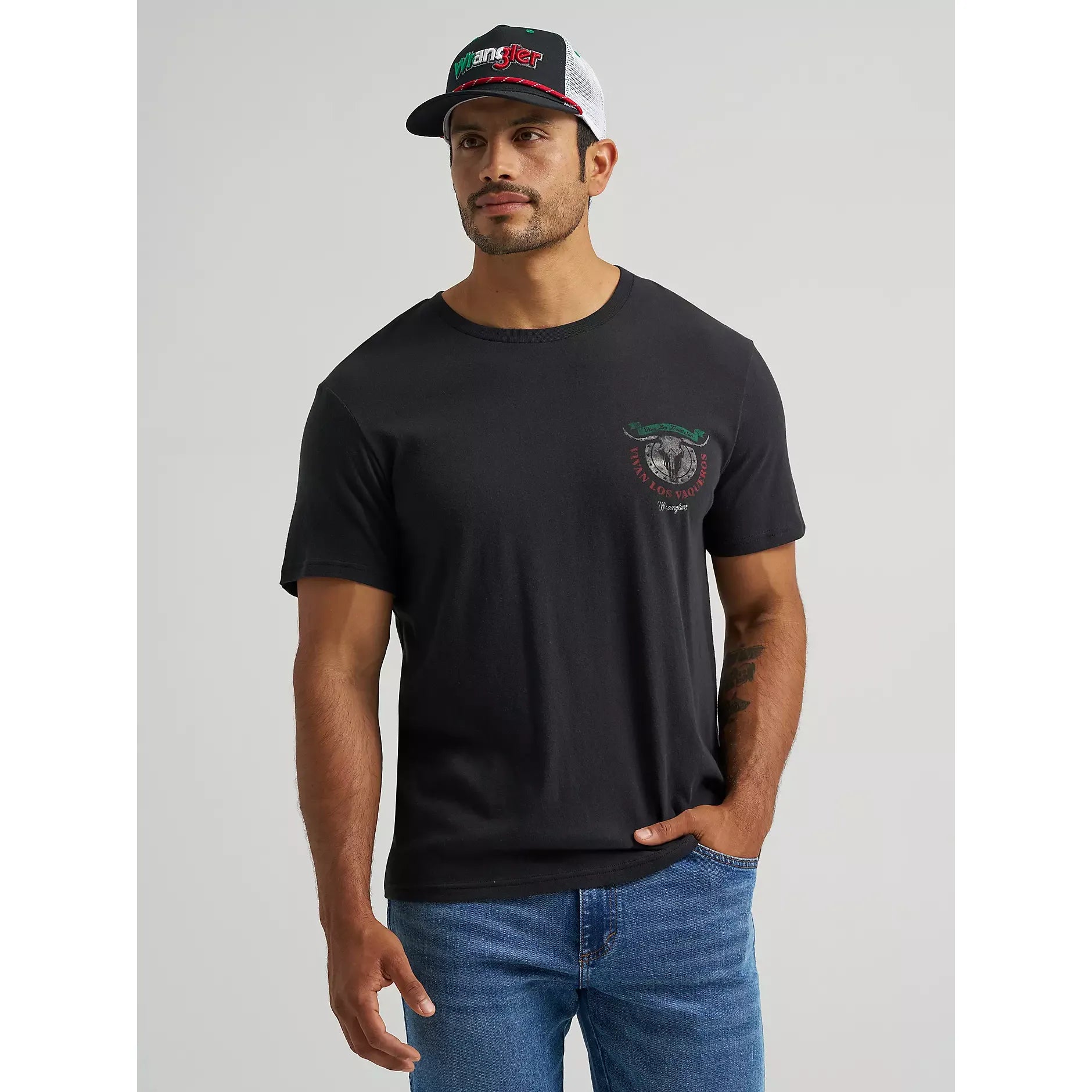 Men's Wrangler Viva La Tradicion Back Graphic T-Shirt-Phantom - CWesternwear