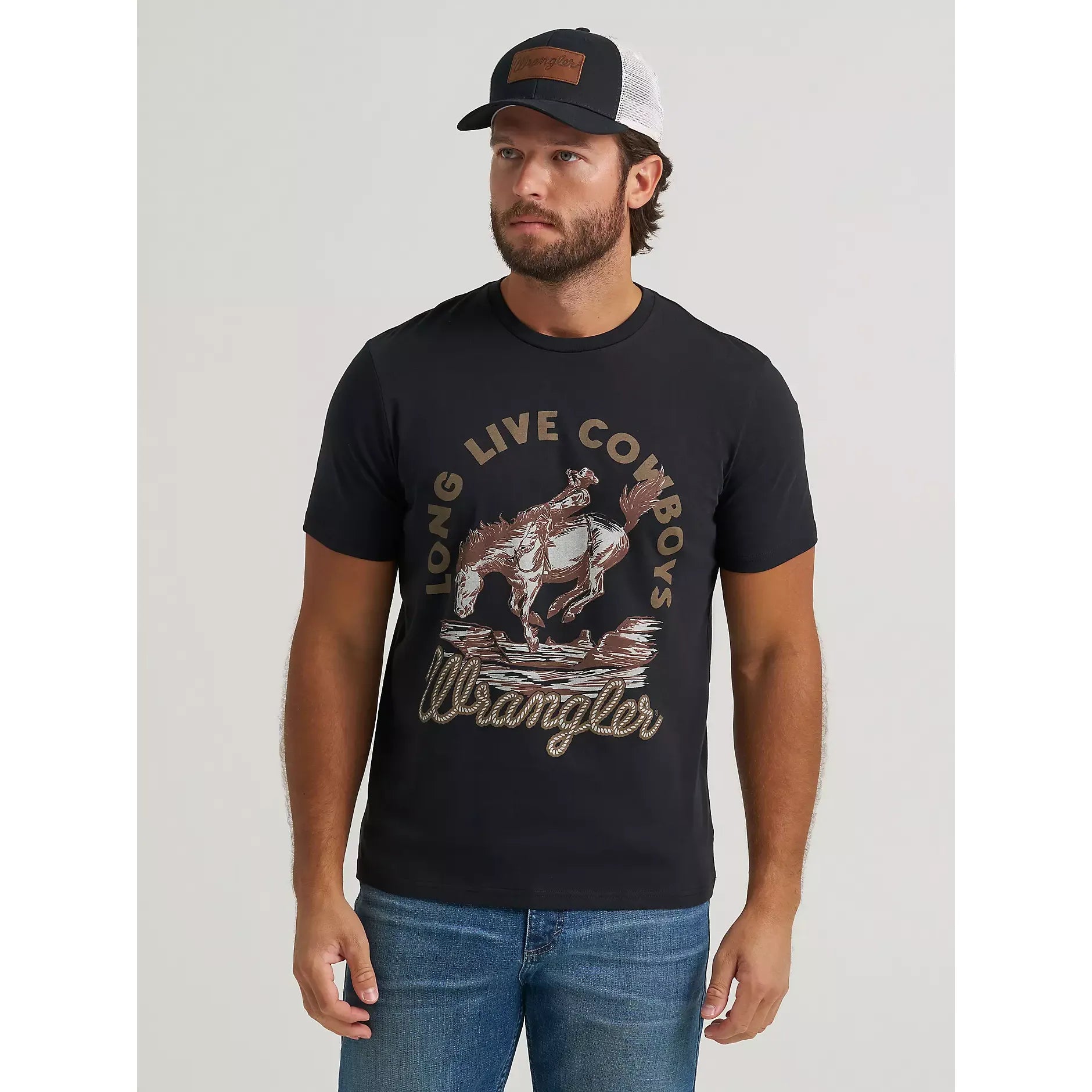 Men's Wrangler Sepia Cowboy Graphic T-Shirt-Jet Black