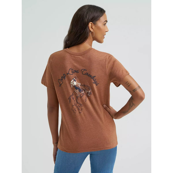 Women's Wrangler Bucking Back Graphic Reg Fit Graphic Tee-Rawhide Heather