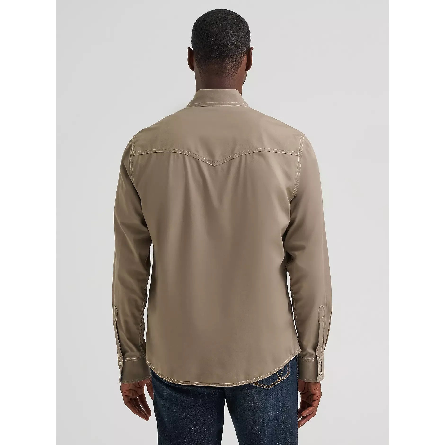 Men's Wrangler Retro® Premium Long Sleeve Western Snap Solid Shirt-Tan - CWesternwear