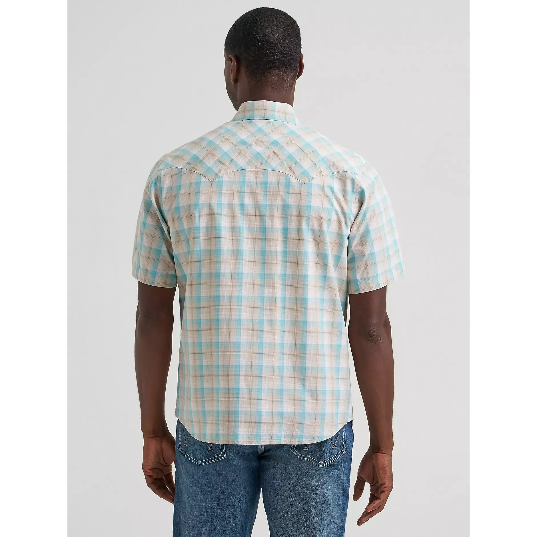 Men's Wrangler Retro Short Sleeve Sawtooth Pocket Western Snap Shirt-Tan Light - CWesternwear