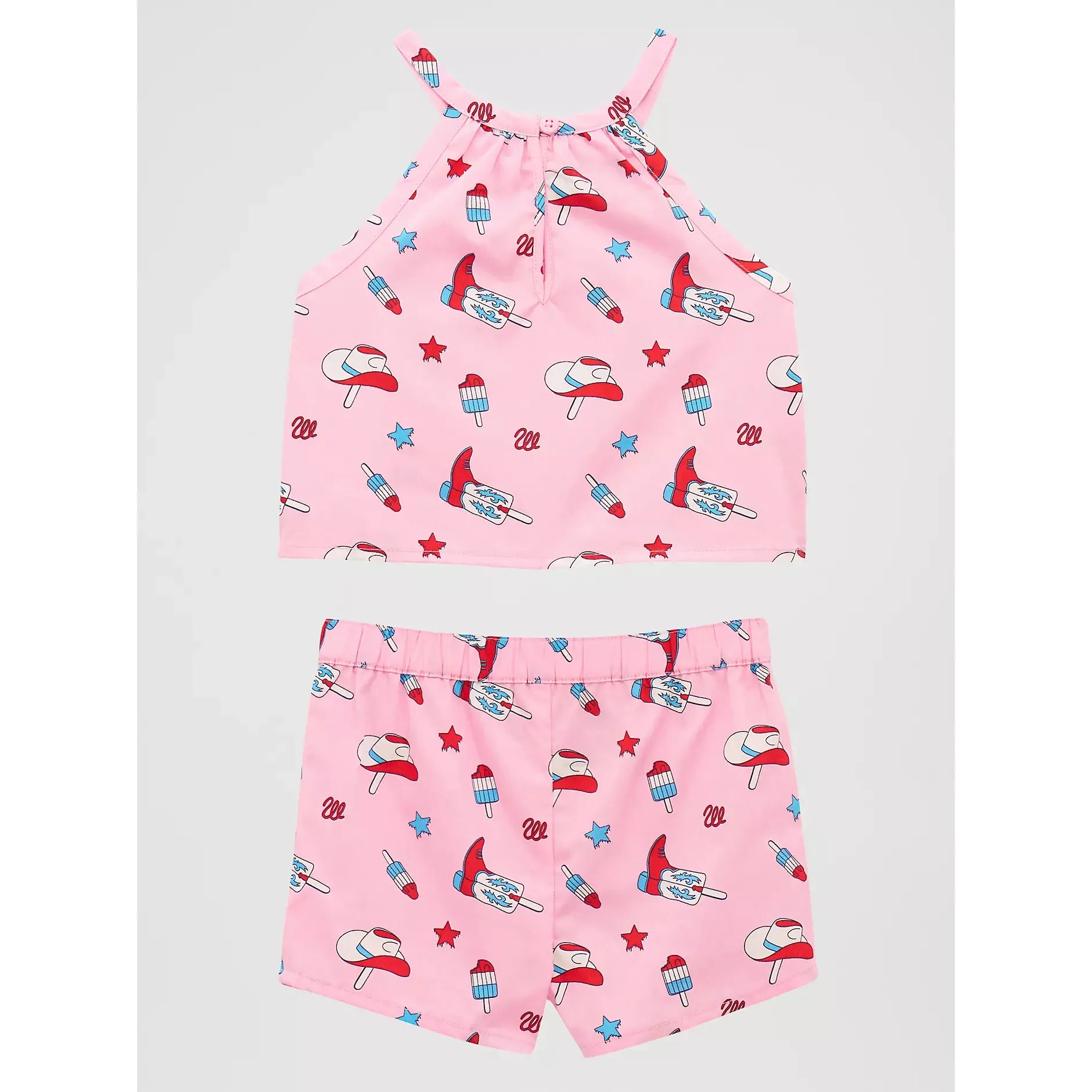 Wrangler Little Girl's Western Print Shorts Set-Pink - CWesternwear