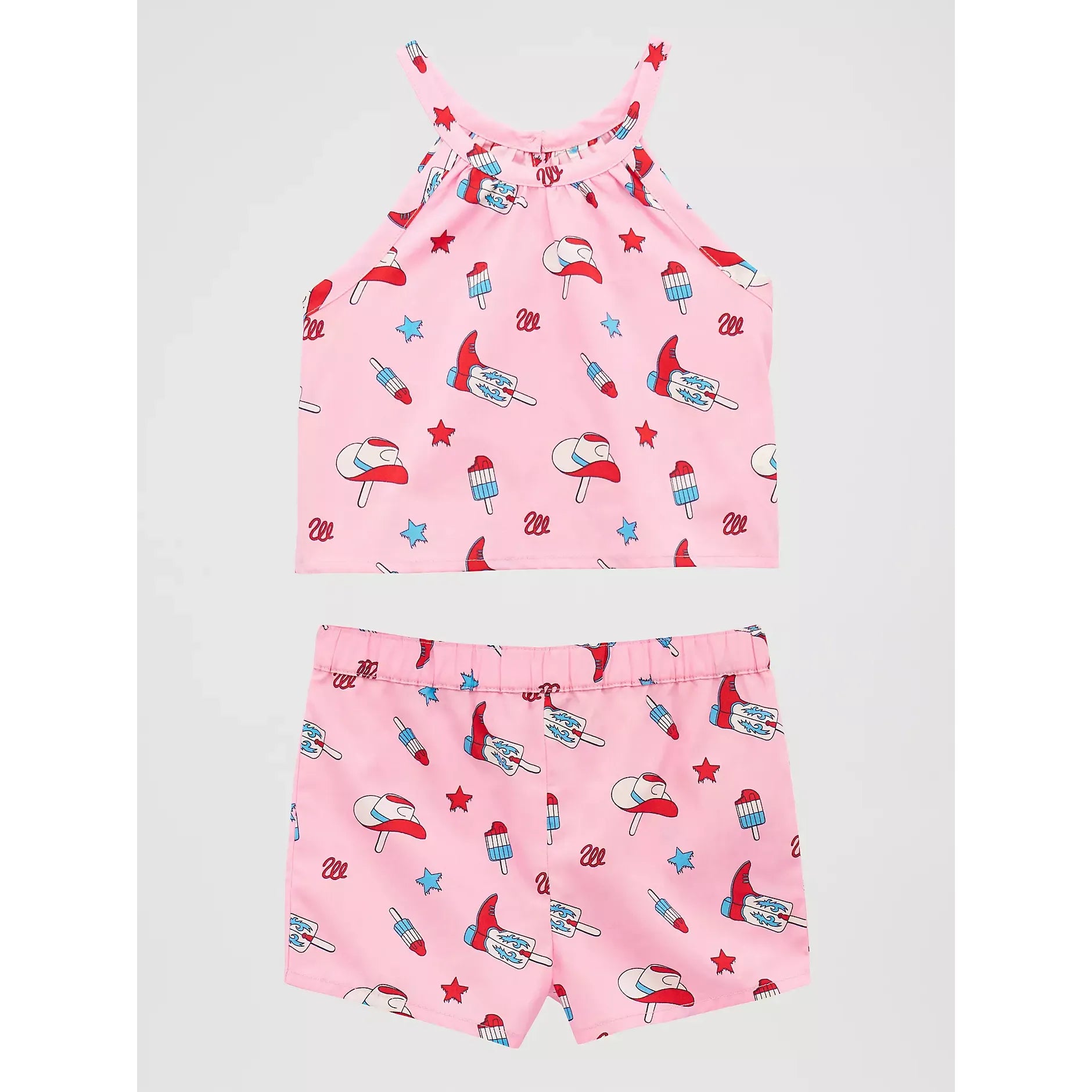 Wrangler Little Girl's Western Print Shorts Set-Pink - CWesternwear