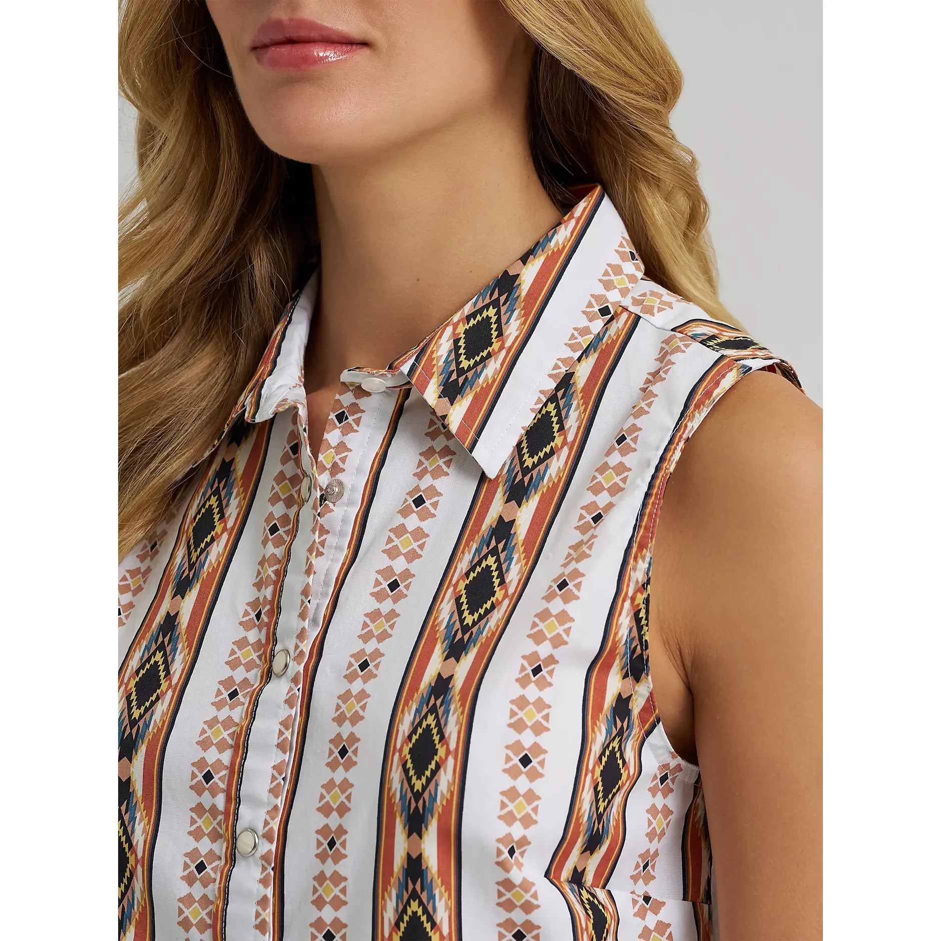 Women's Wrangler Checotah® Print Shirt Vest-Cream - CWesternwear