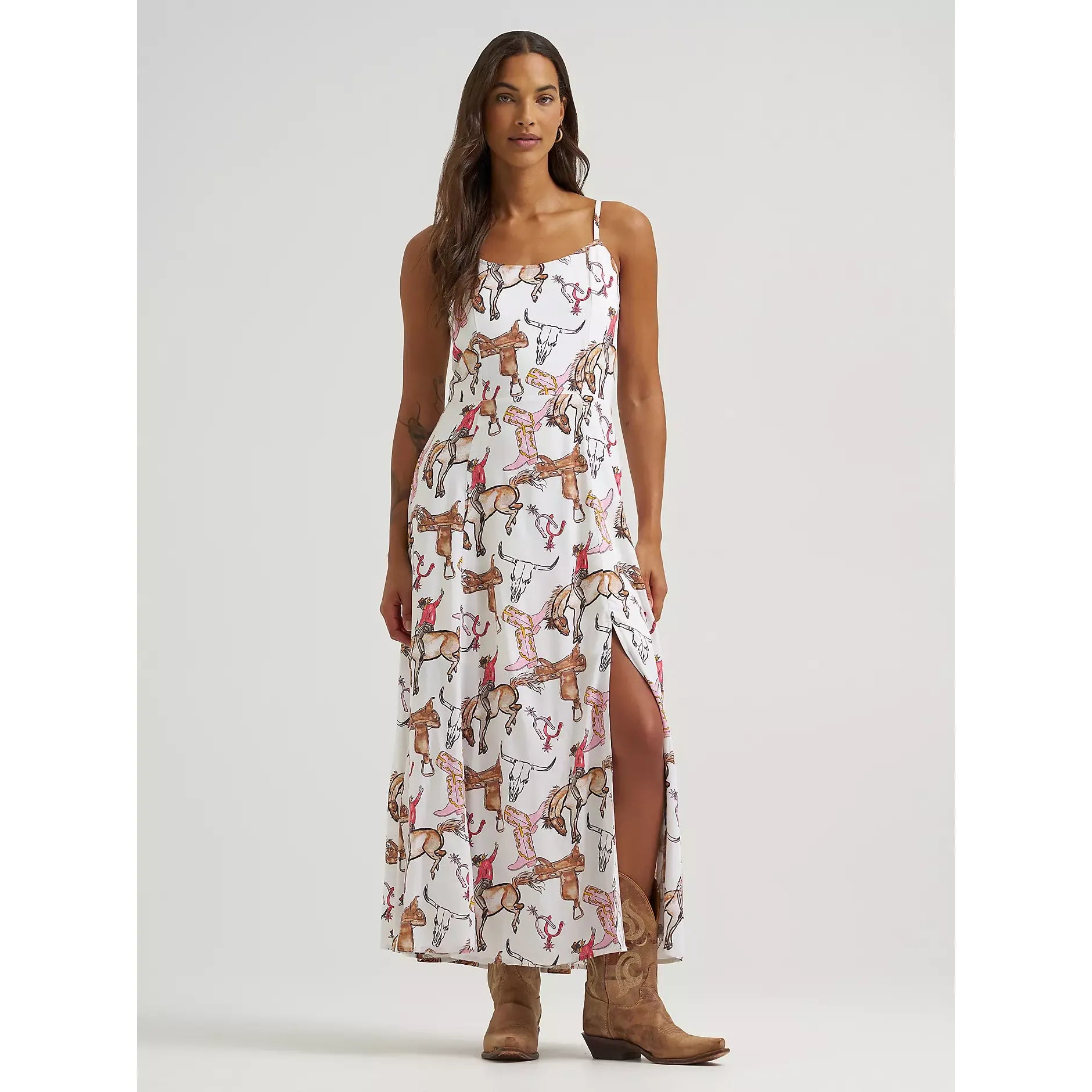 Women's Wrangler Western Tank Maxi Dress-White - CWesternwear