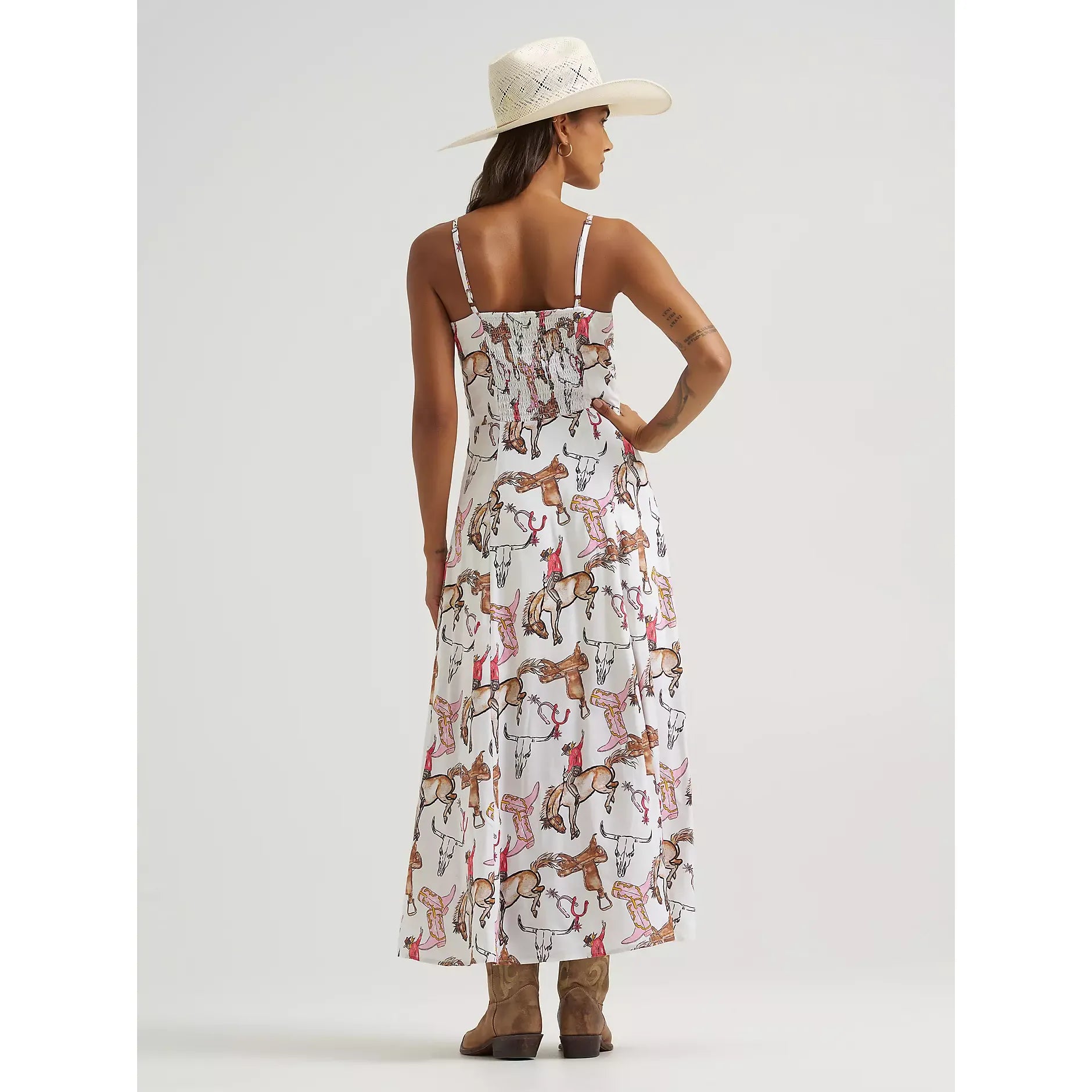 Women's Wrangler Western Tank Maxi Dress-White - CWesternwear
