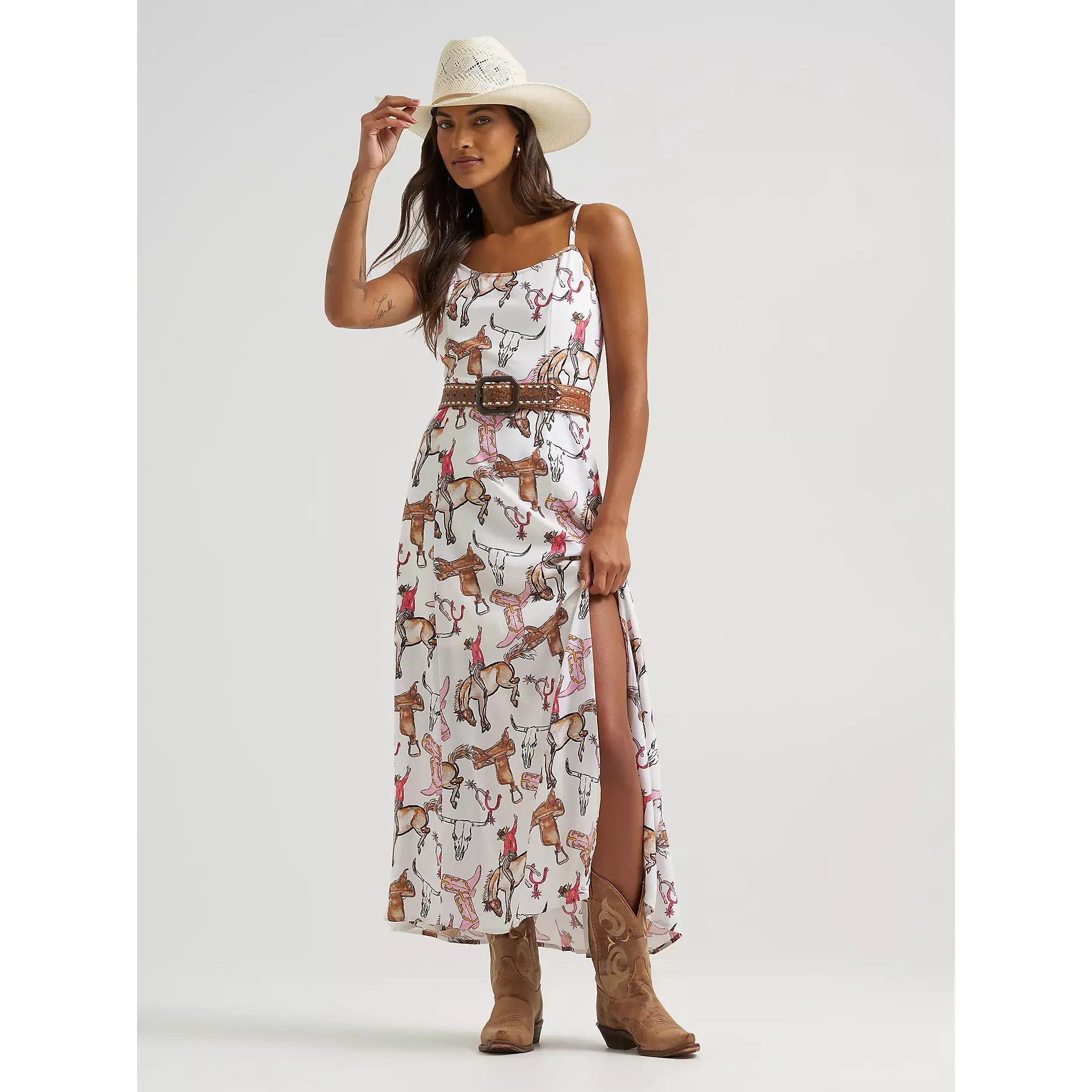 Women's Wrangler Western Tank Maxi Dress-White - CWesternwear