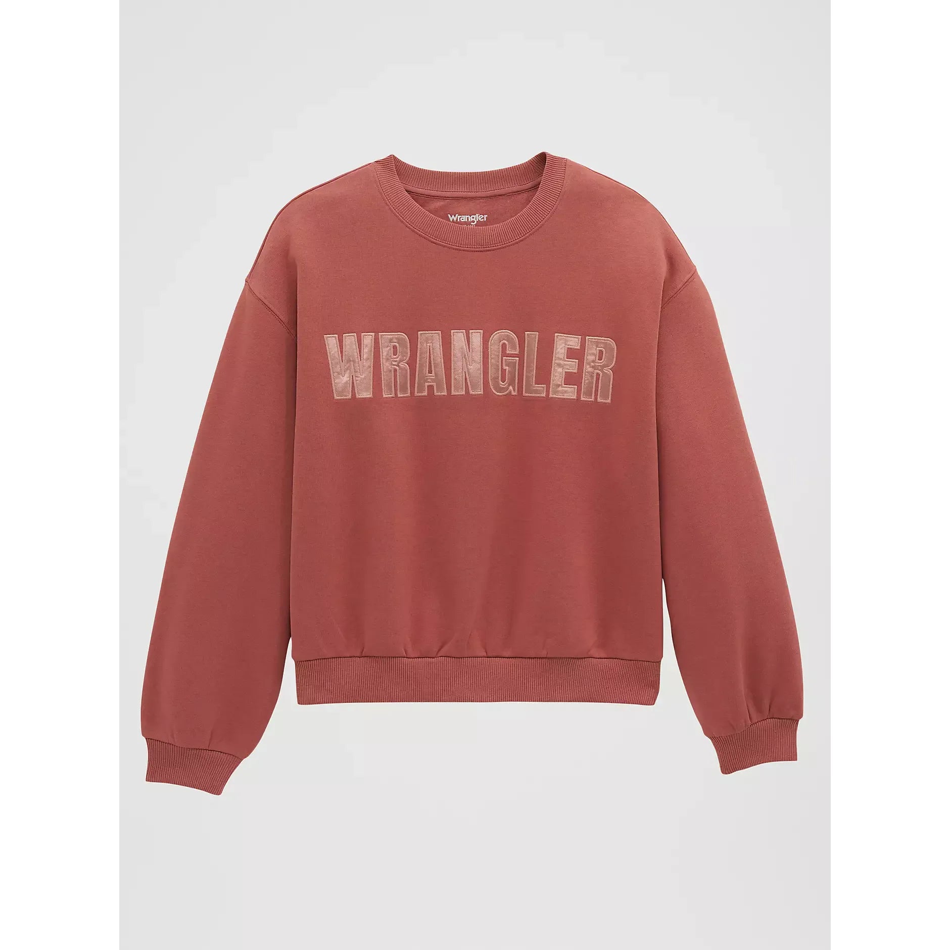 Women's Wrangler Logo Canyon Crew Pullover-Withered Rose - CWesternwear