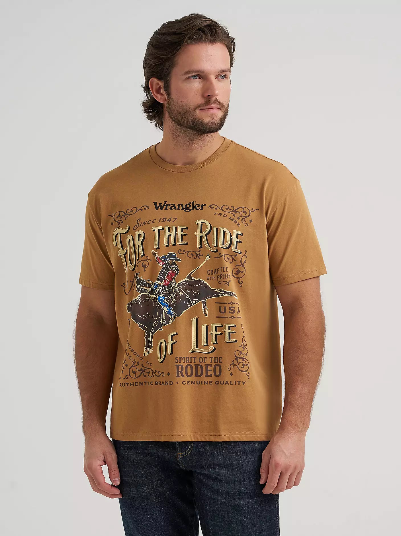 Men's Wrangler Ride of Life Vintage Fit Graphic T-Shirt-Tobacco Brown