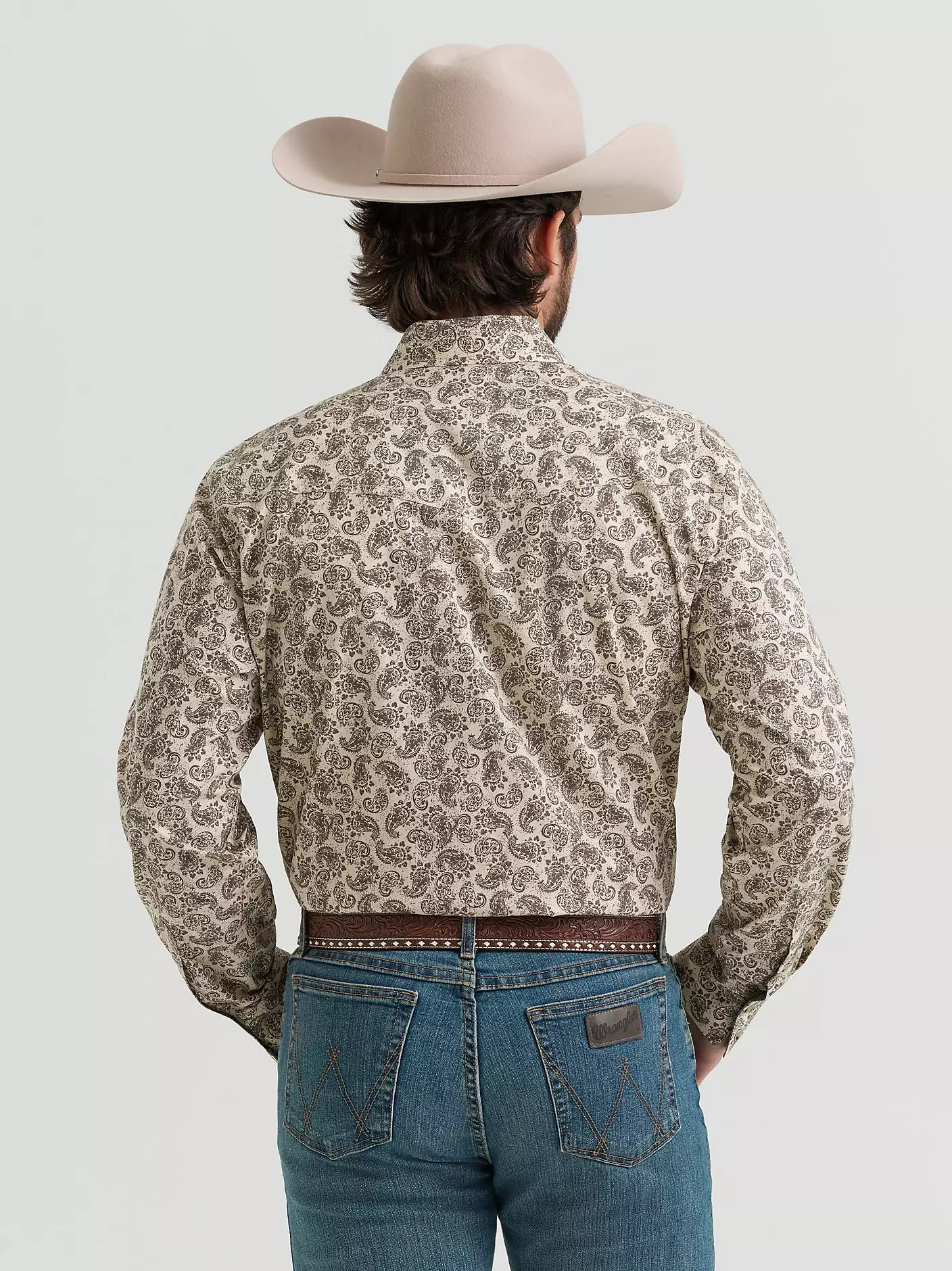 Men's Wrangler 20X Competition Advanced Comfort Long Sleeve Two Pocket Western Snap Shirt-Saddle Paisley