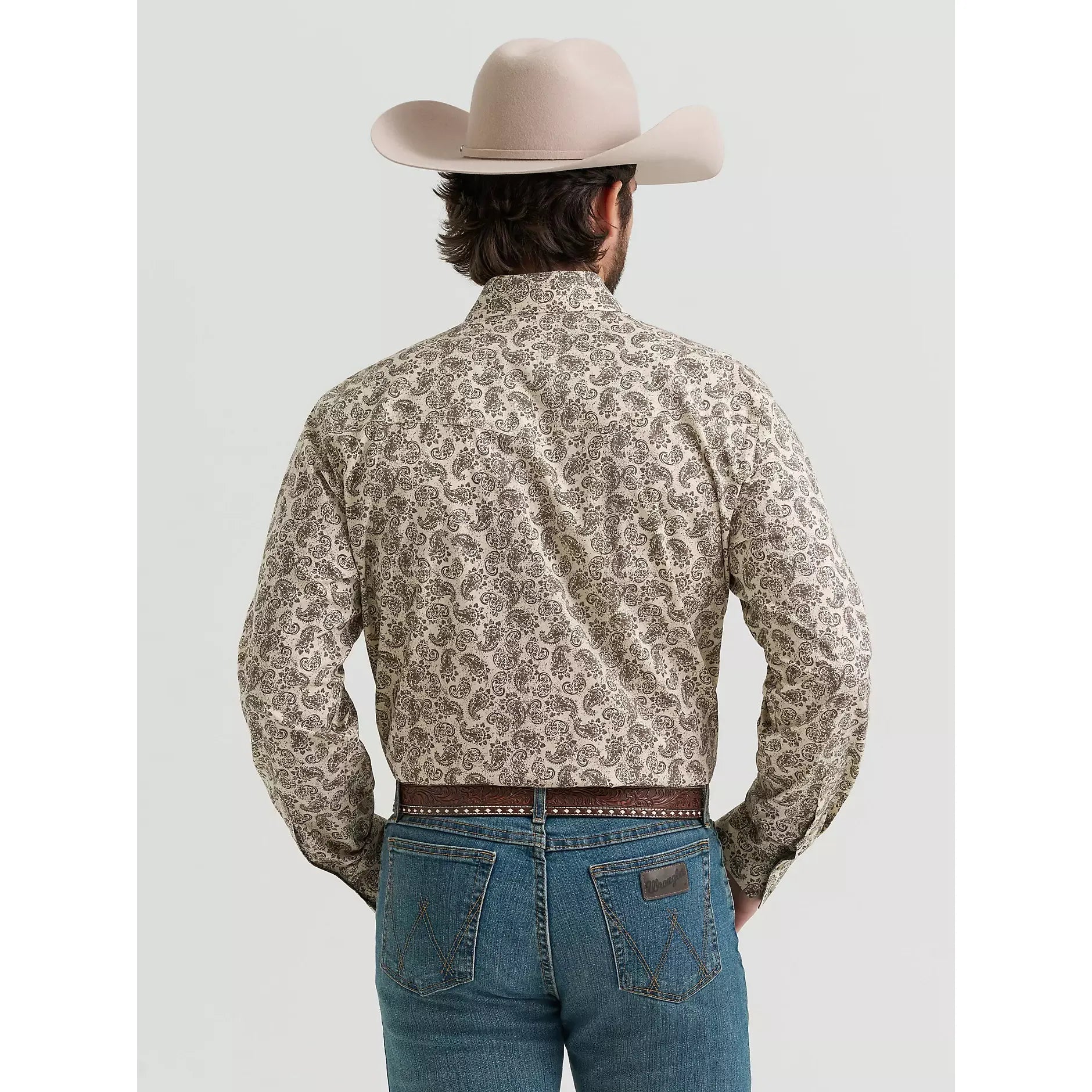 Men's Wrangler 20X Competition Advanced Comfort Long Sleeve Two Pocket Western Snap Shirt-Saddle Paisley