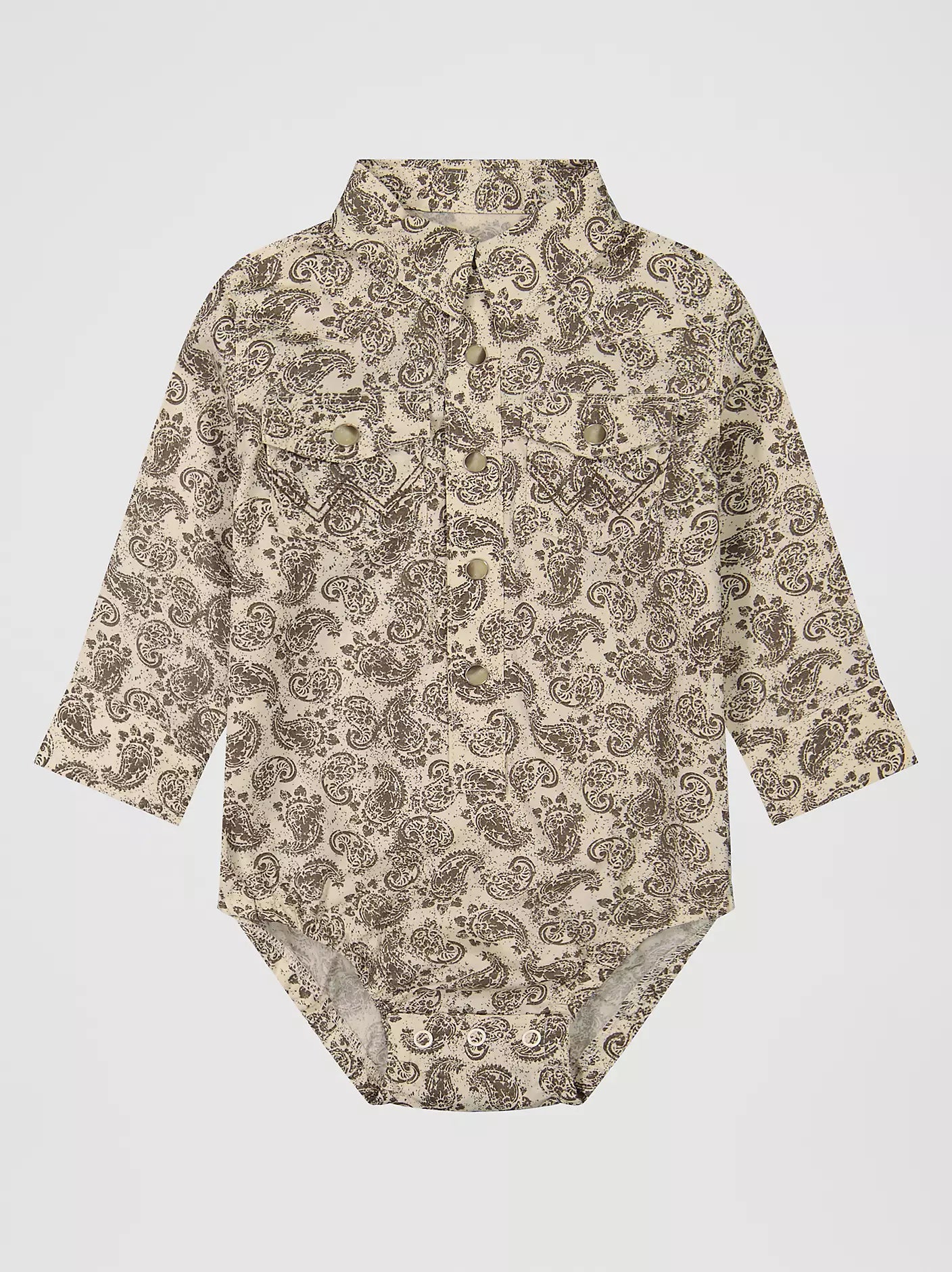 Wrangler Baby Boy's Long Sleeve Western Snap Bodysuit-Saddle Paisley