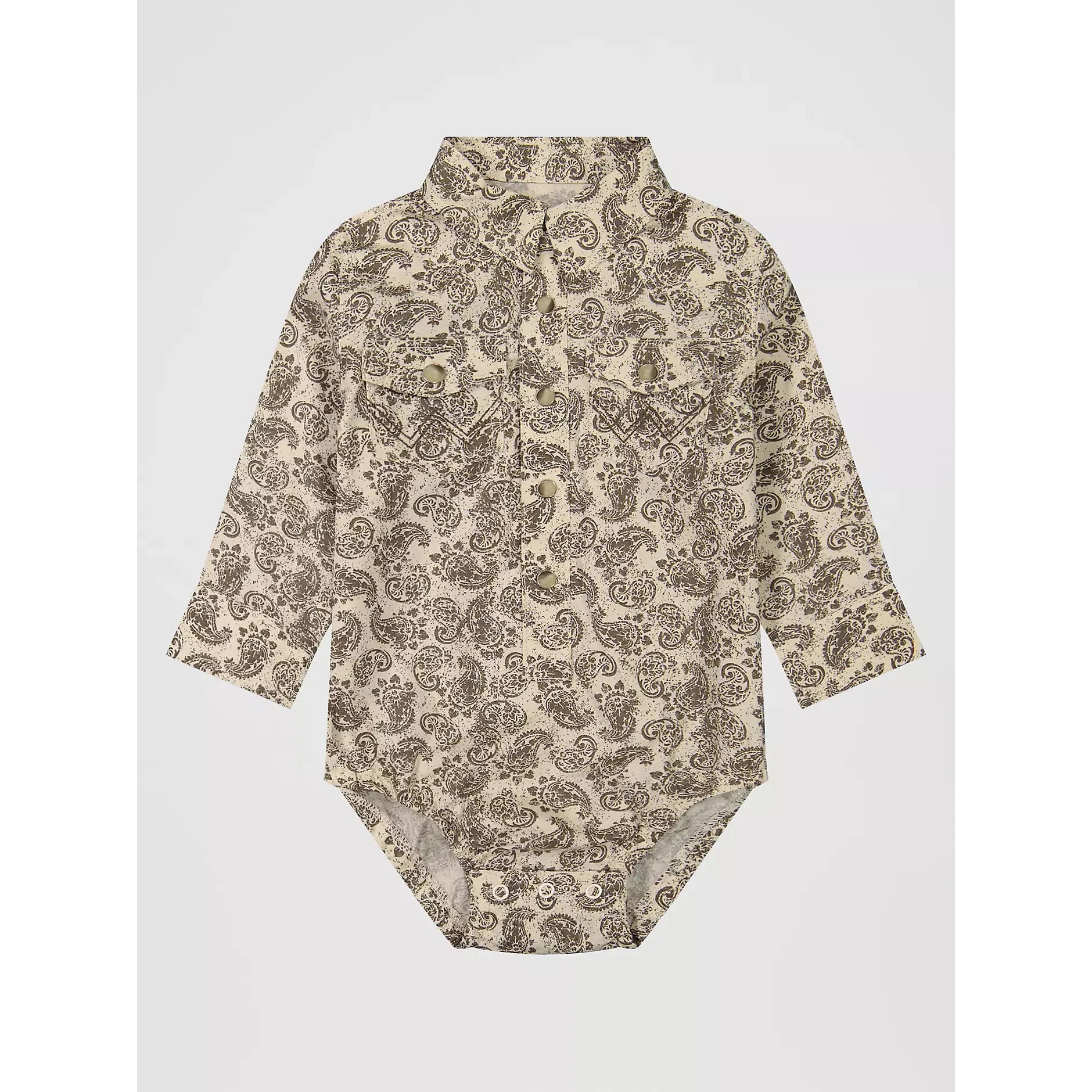 Wrangler Baby Boy's Long Sleeve Western Snap Bodysuit-Saddle Paisley