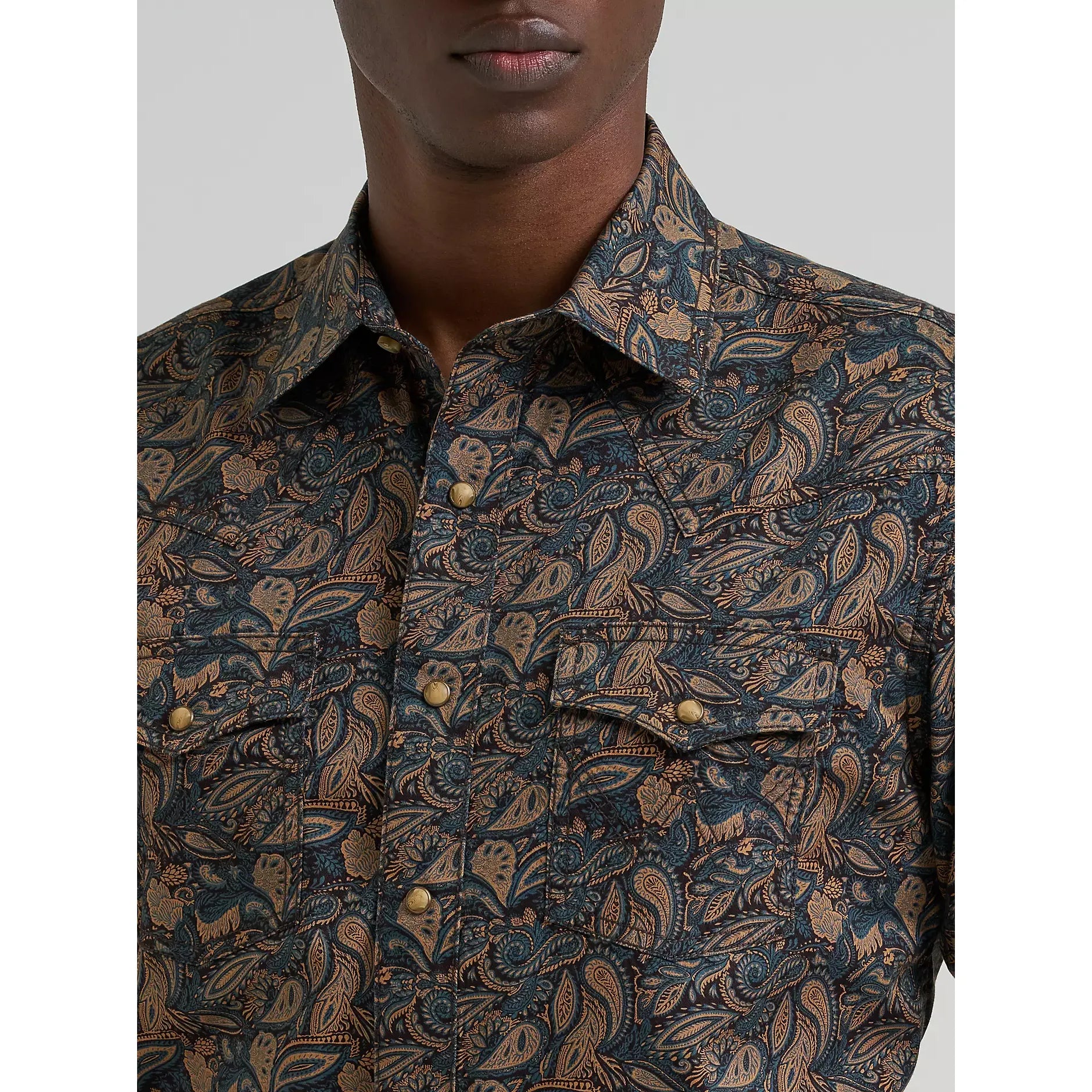 Men's Wrangler Retro Premium Long Sleeve Western Snap Printed Shirt-Royal Scroll - CWesternwear
