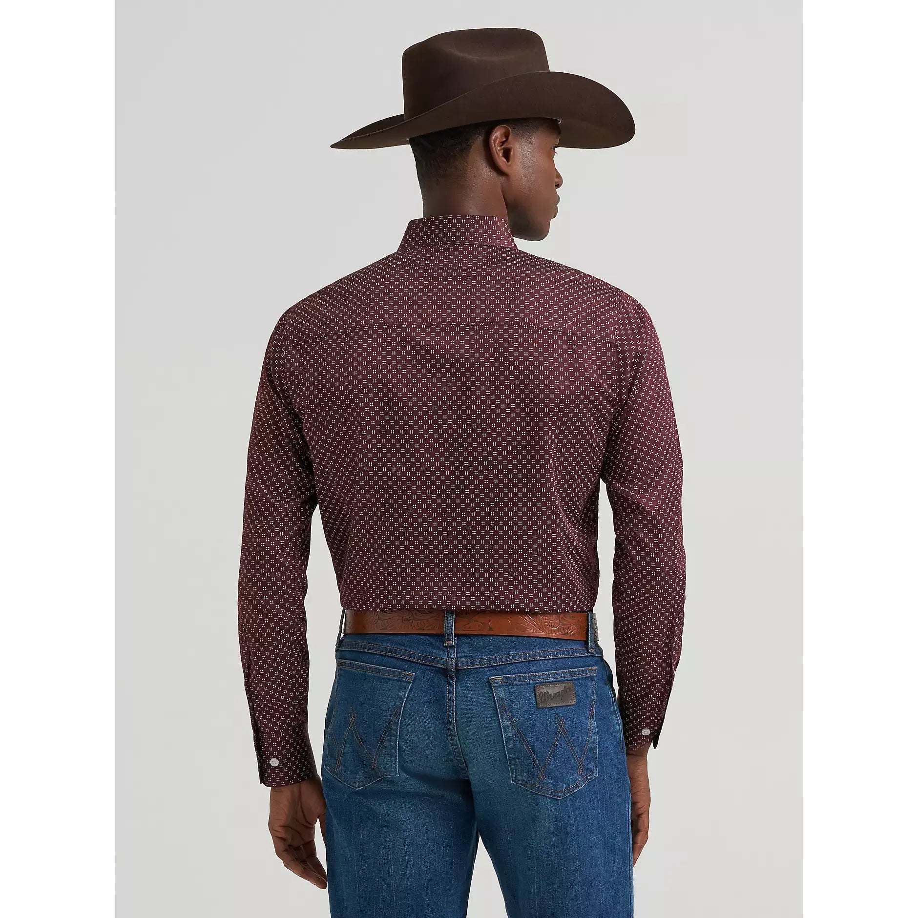 Men's Wrangler Cody Johnson One Pocket Button Down Shirt-Wine - CWesternwear