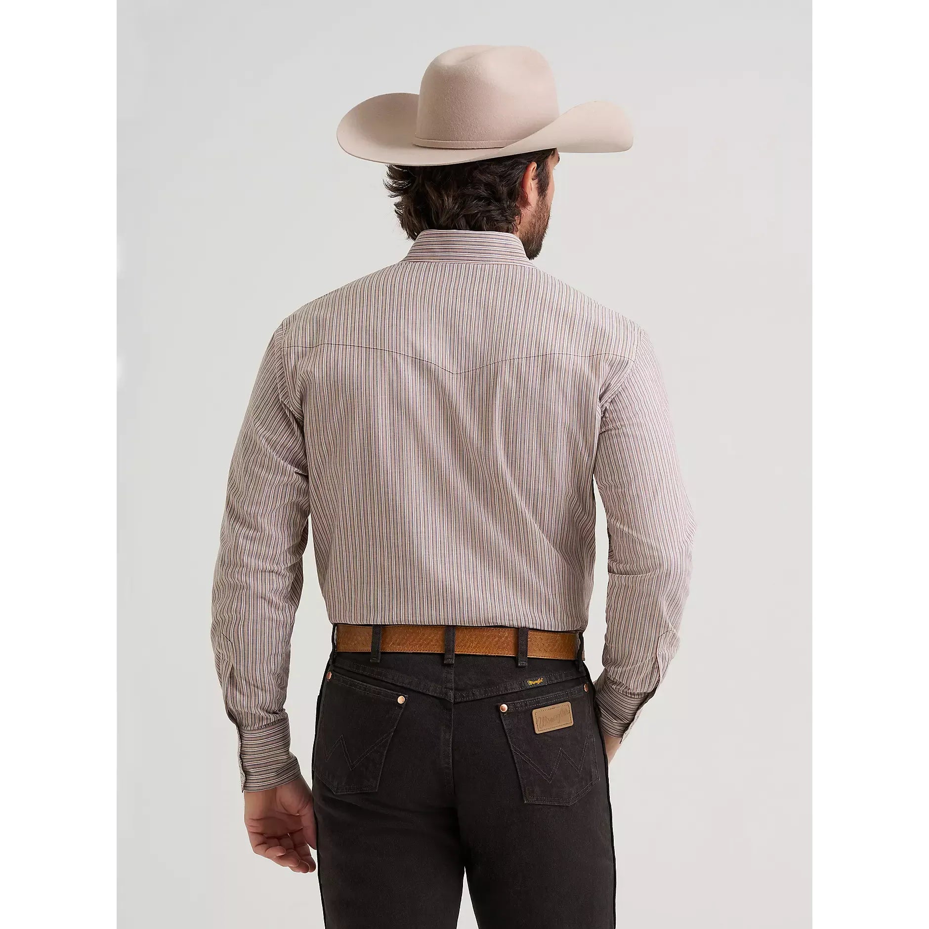 Men's Wrangler Wrinkle Resist Long Sleeve Western Snap Plaid Shirt-Brown - CWesternwear