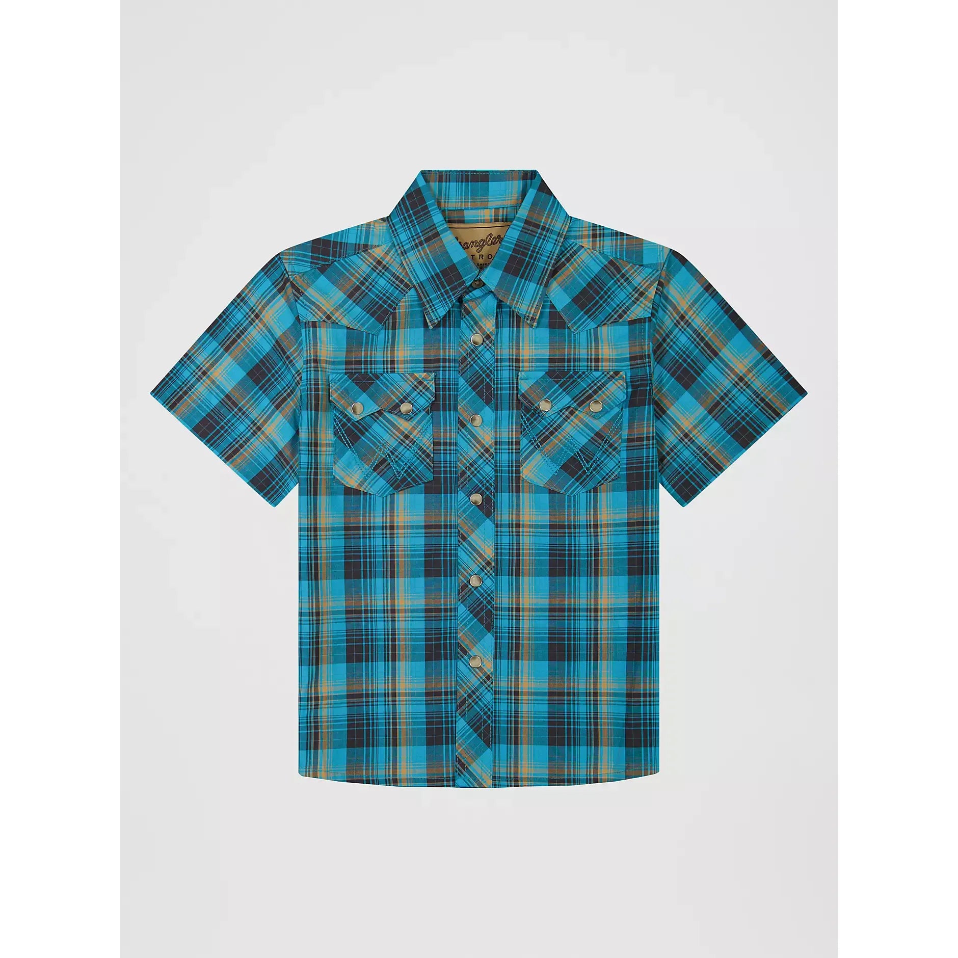 Boy's Wrangler Retro® Short Sleeve Western Snap Shirt-Lagoon