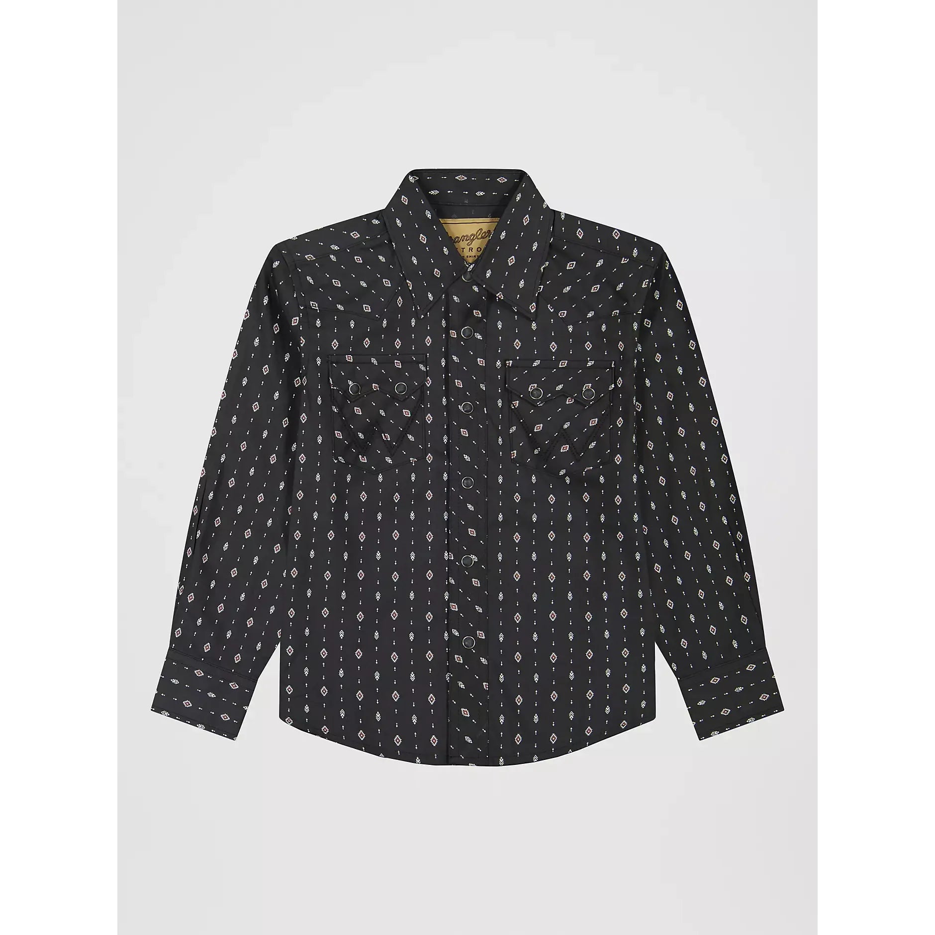 Wrangler Boy's Retro® Western Snap Plaid Shirt with Front Sawtooth Pockets-Obsidian Chain - CWesternwear