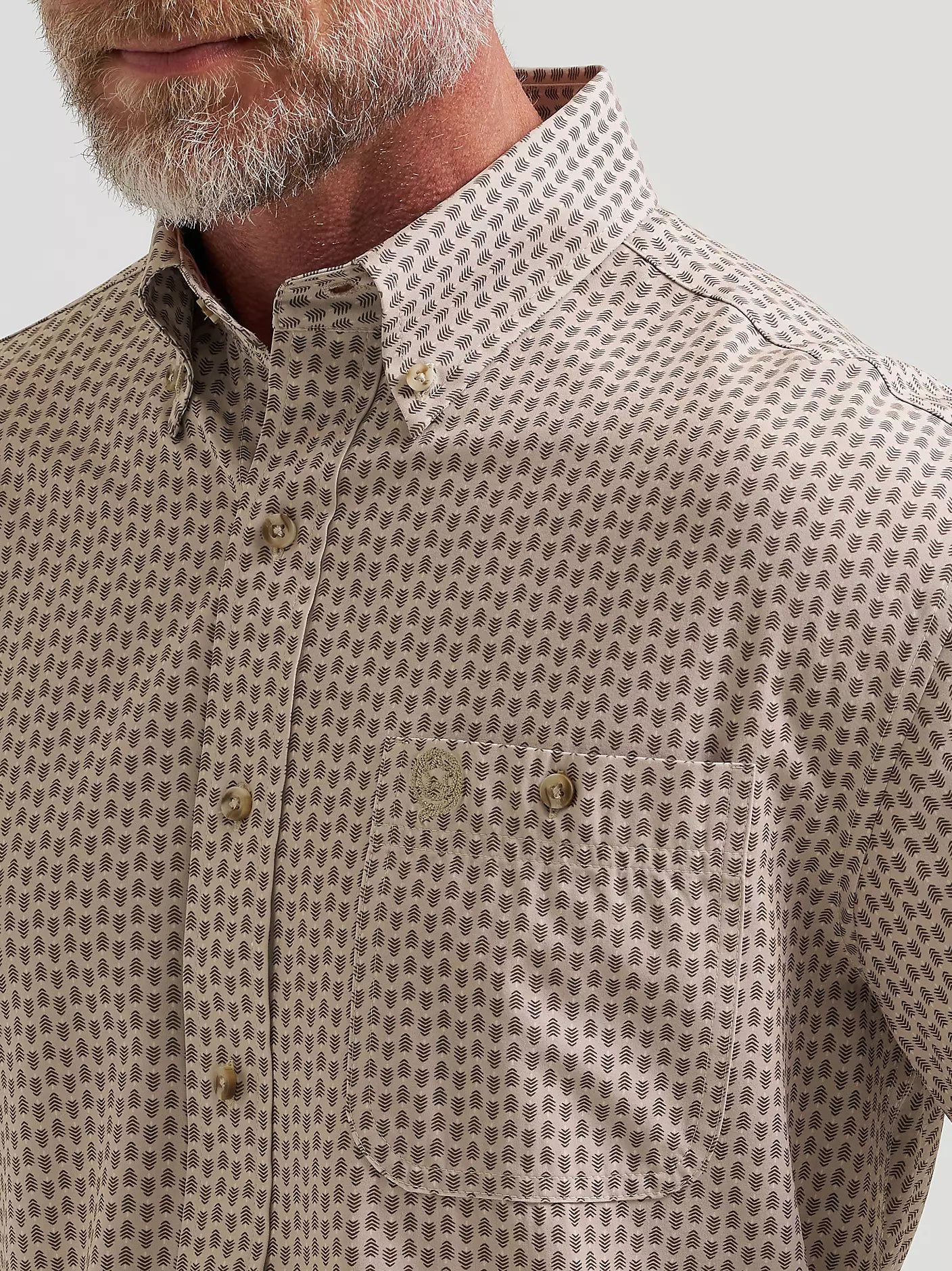Men's Wrangler® George Strait™ Performance Button Down Shirt-Brown Arrows