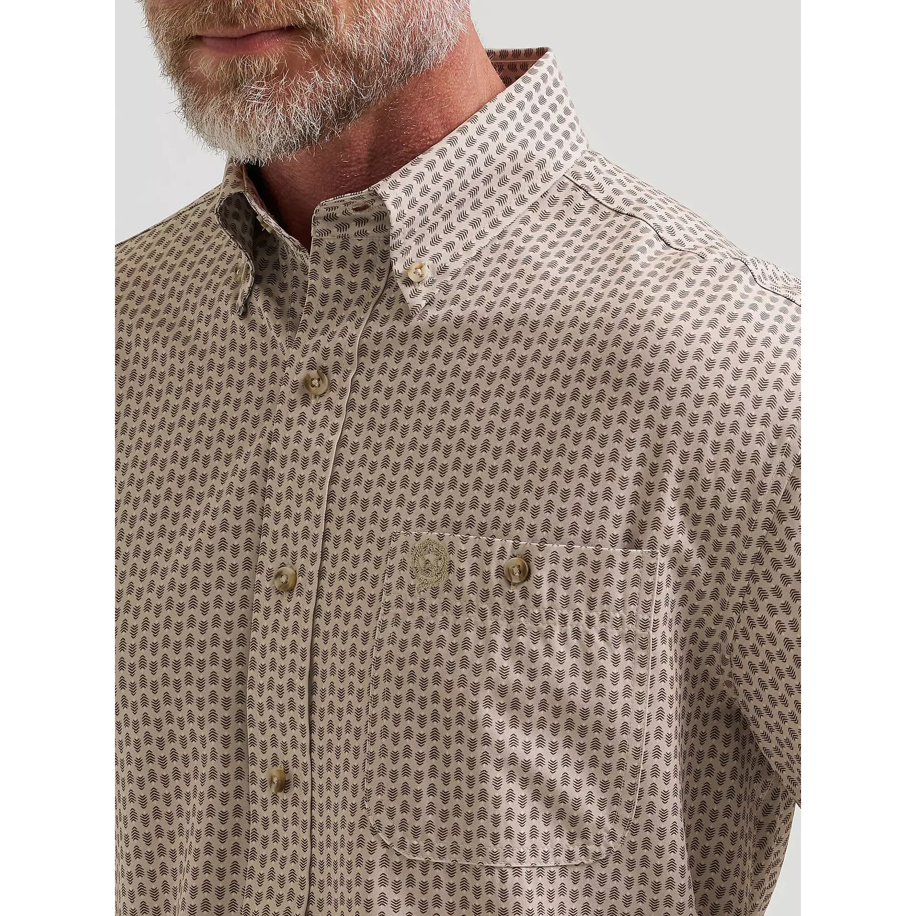 Men's Wrangler® George Strait™ Performance Button Down Shirt-Brown Arrows