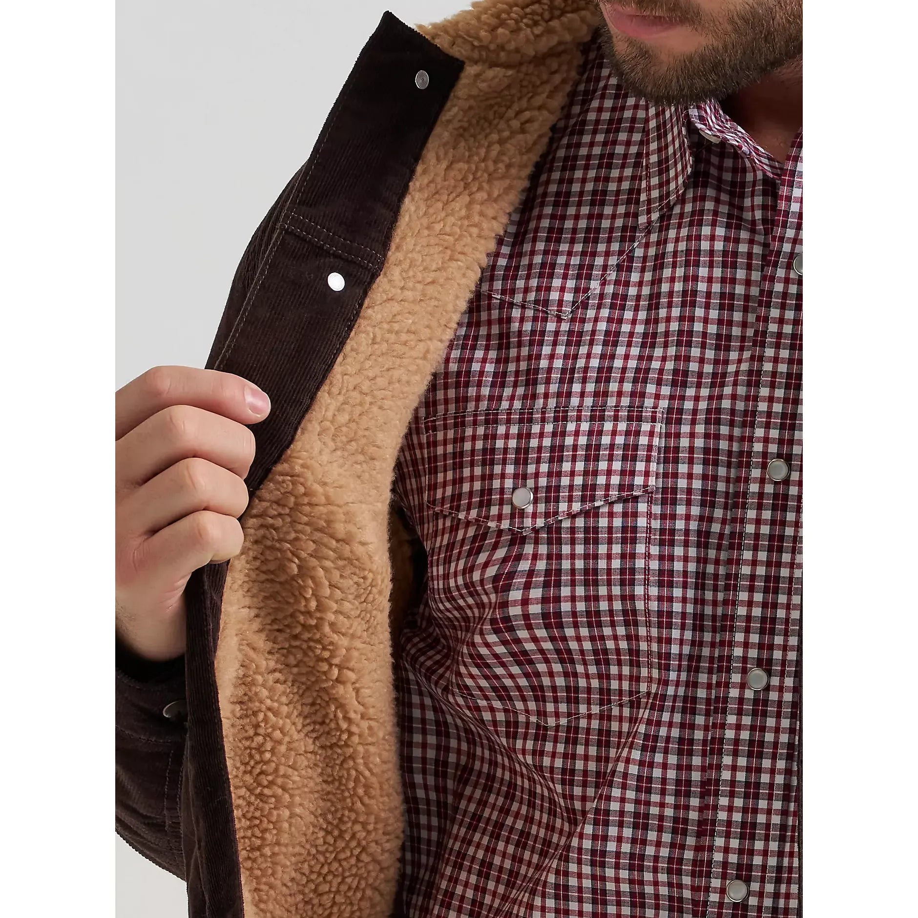 Men's Wrangler® Cowboy Cut® Sherpa Lined Corduroy Jacket-Black Coffee