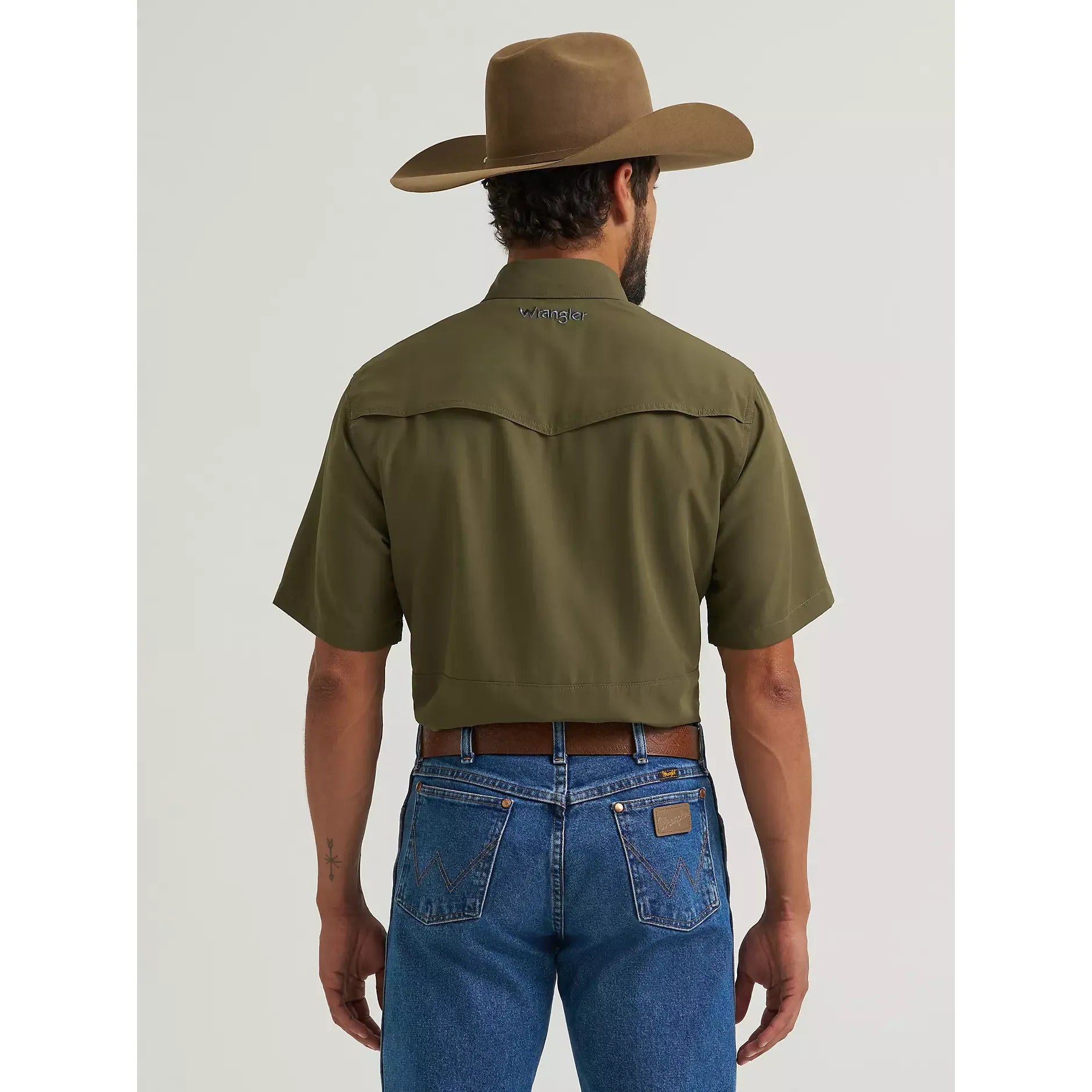 Men's Wrangler All Terrain Gear Men's Performance Solid Shirt-Olive Night