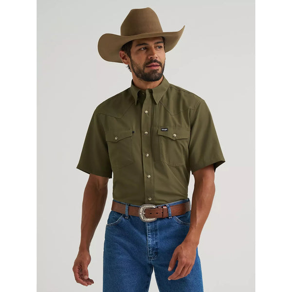 Men's Wrangler All Terrain Gear Men's Performance Solid Shirt-Olive Night