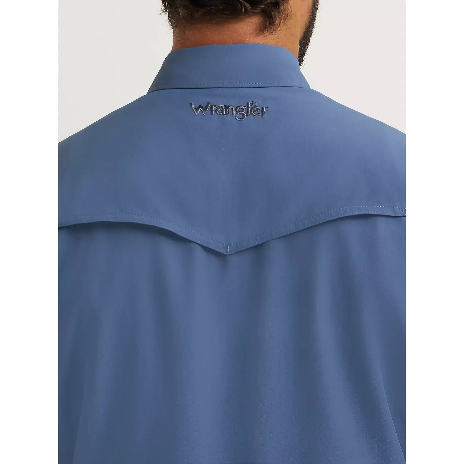 Men's Wrangler All Terrain Gear Performance Solid Shirt-Vintage Indigo - CWesternwear
