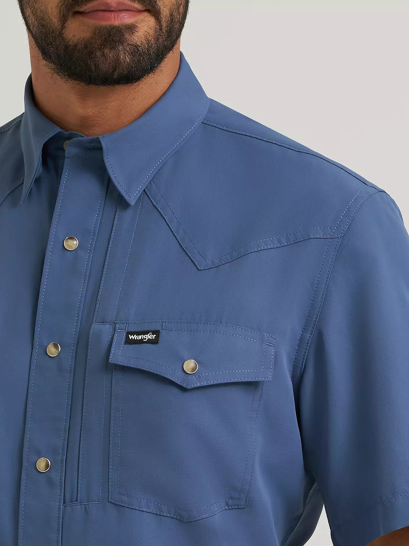 Men's Wrangler All Terrain Gear Men's Performance Solid Shirt-Vintage Indigo