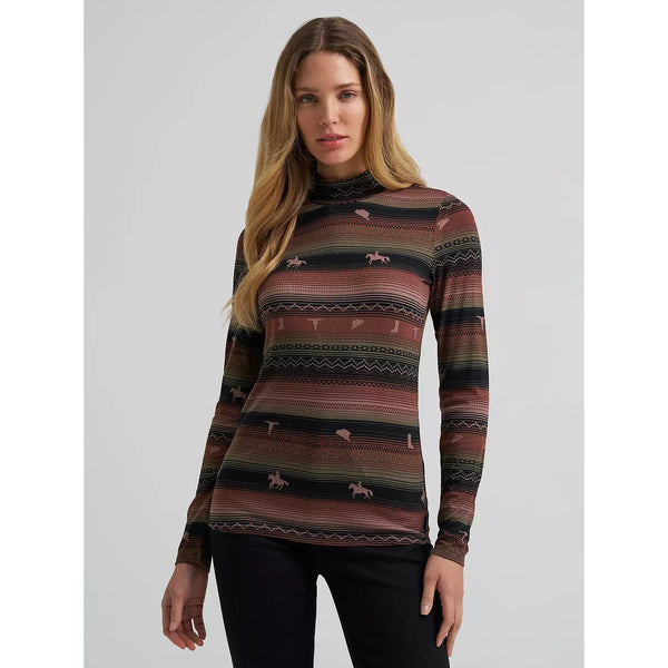 Women's Wrangler Rambling Ridge Mock Neck Top-Brown