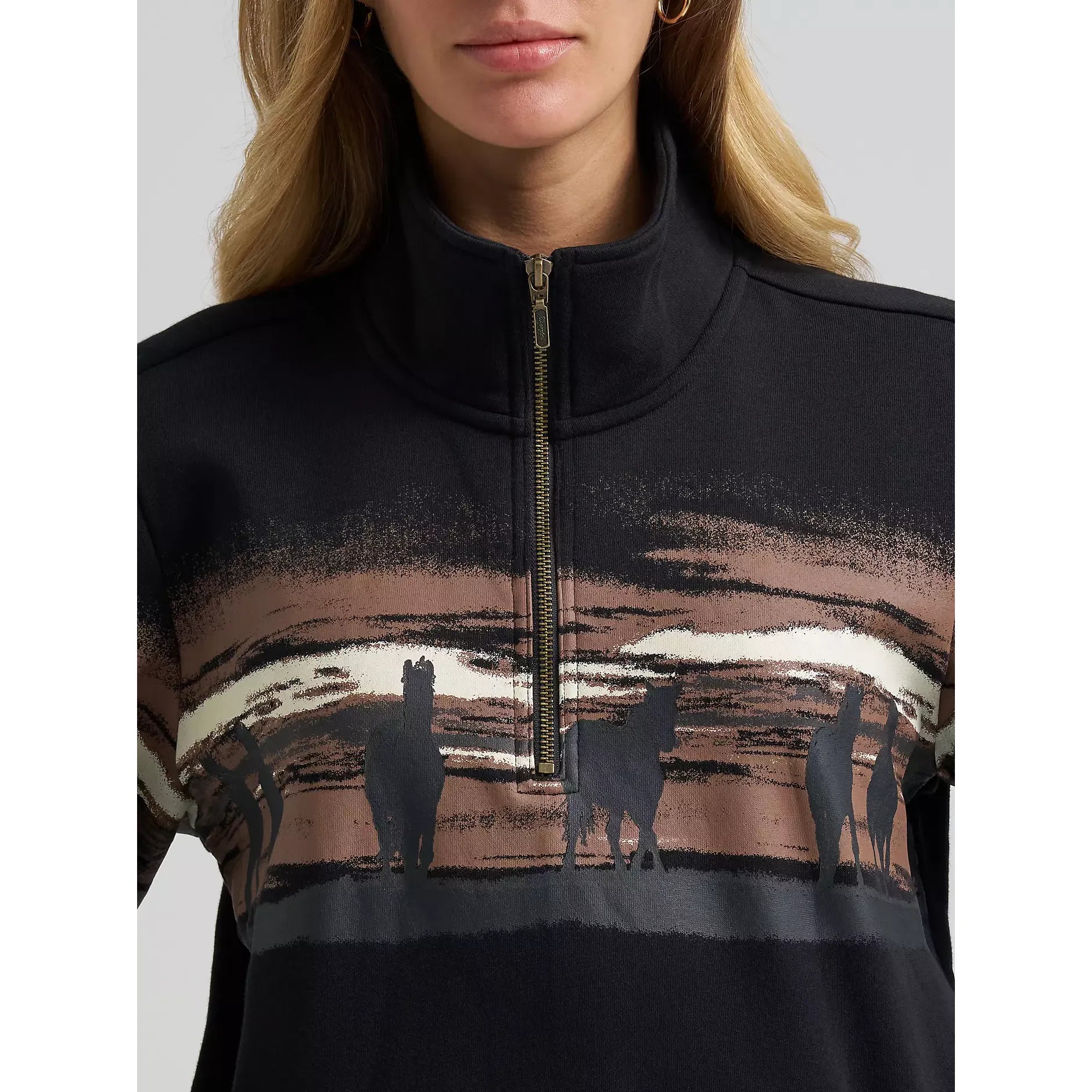 Women's Wrangler Wild West Pullover-Black - CWesternwear