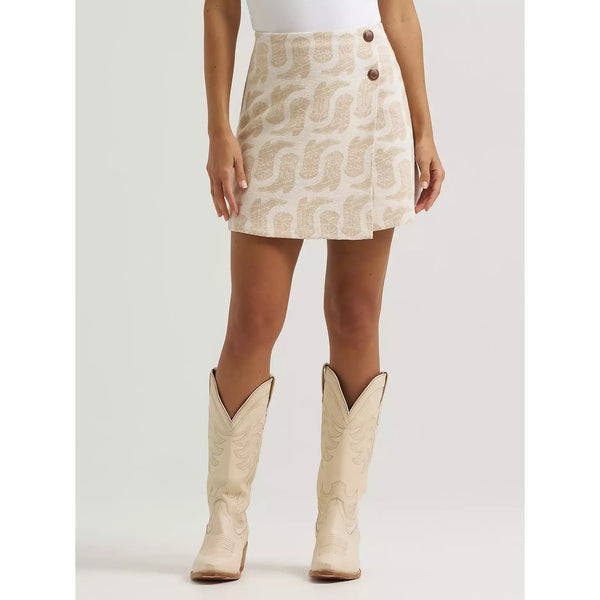 Women's Wrangler Jacquard Wrap Mini Skirt-Beige