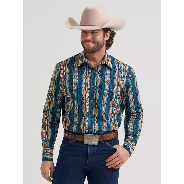 Men's Wrangler Checotah® Long Sleeve Western Snap Printed Shirt-High Desert