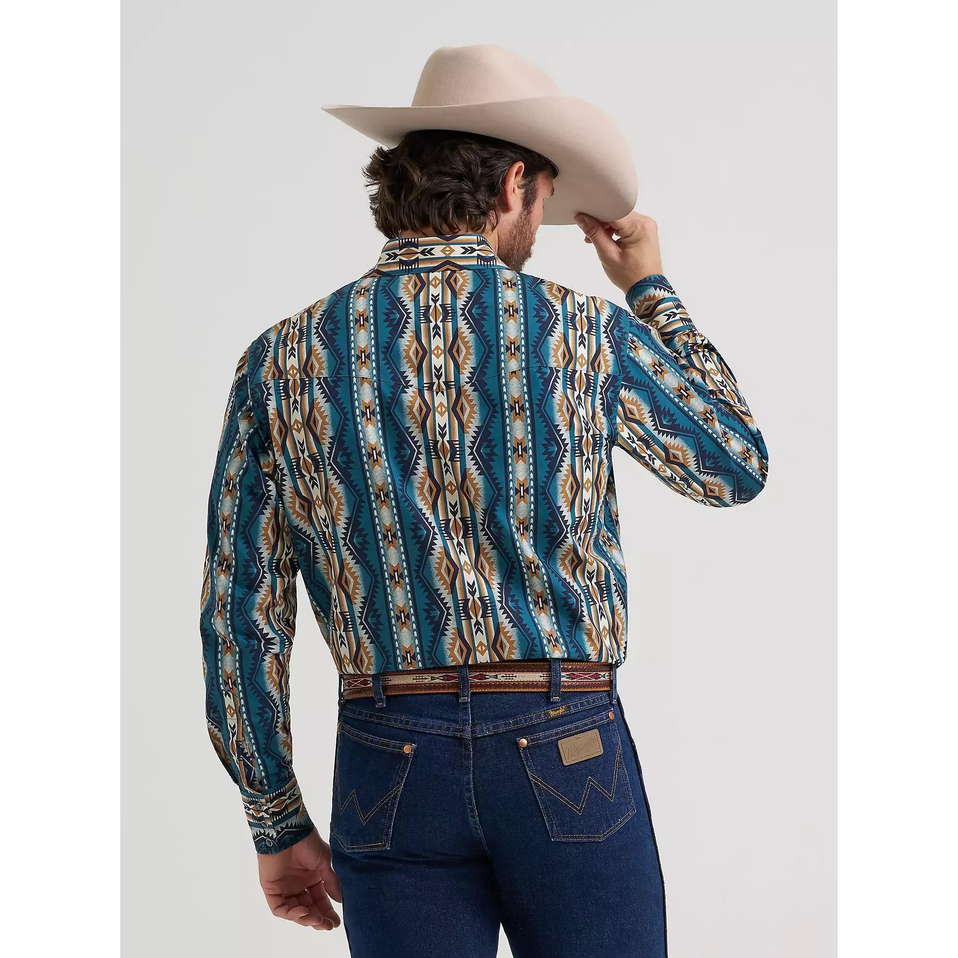 Men's Wrangler Checotah® Long Sleeve Western Snap Printed Shirt-High Desert - CWesternwear