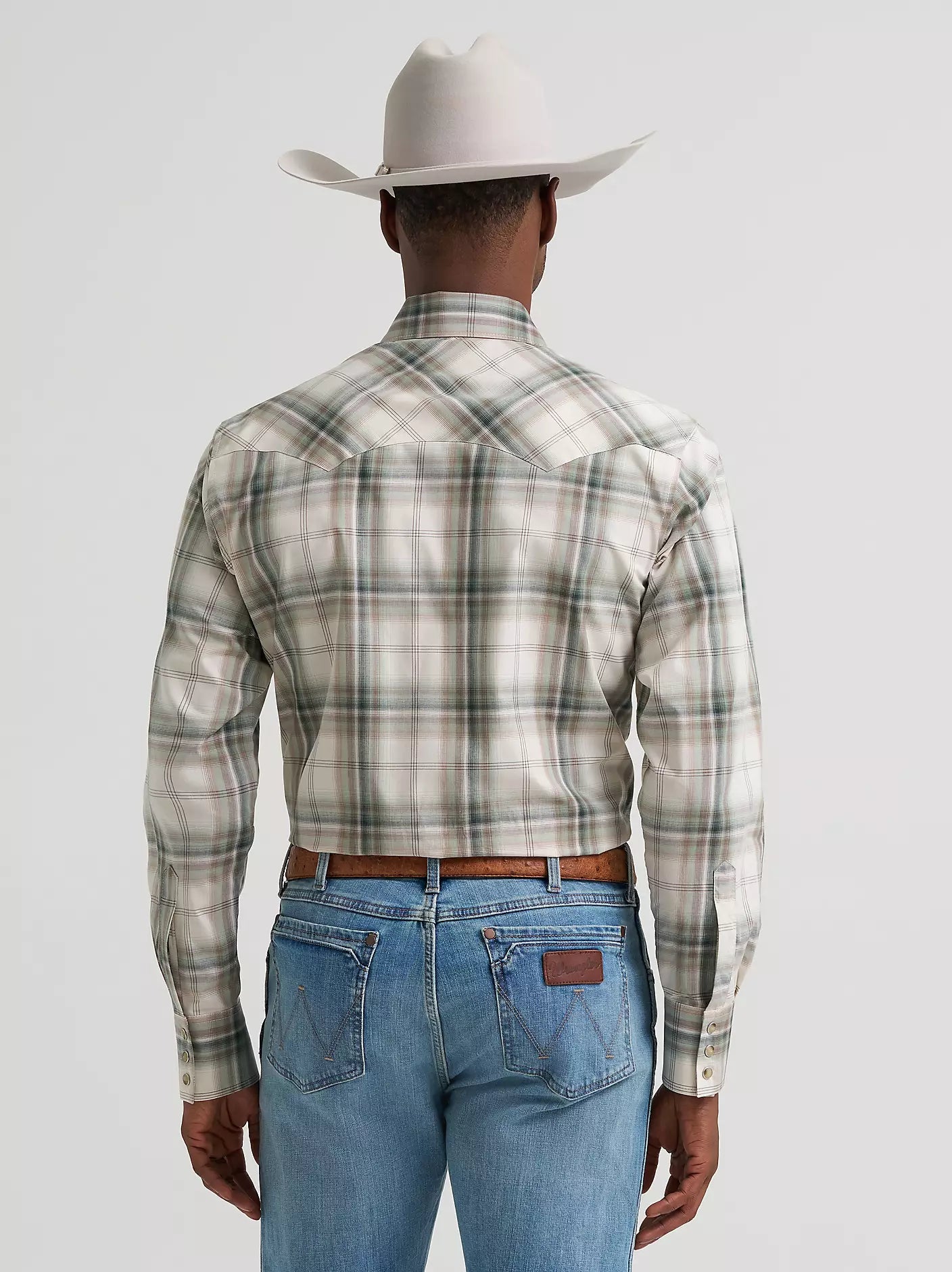 Men's Wrangler Retro® Long Sleeve Sawtooth Snap Pocket Western Shirt-Olive Toast