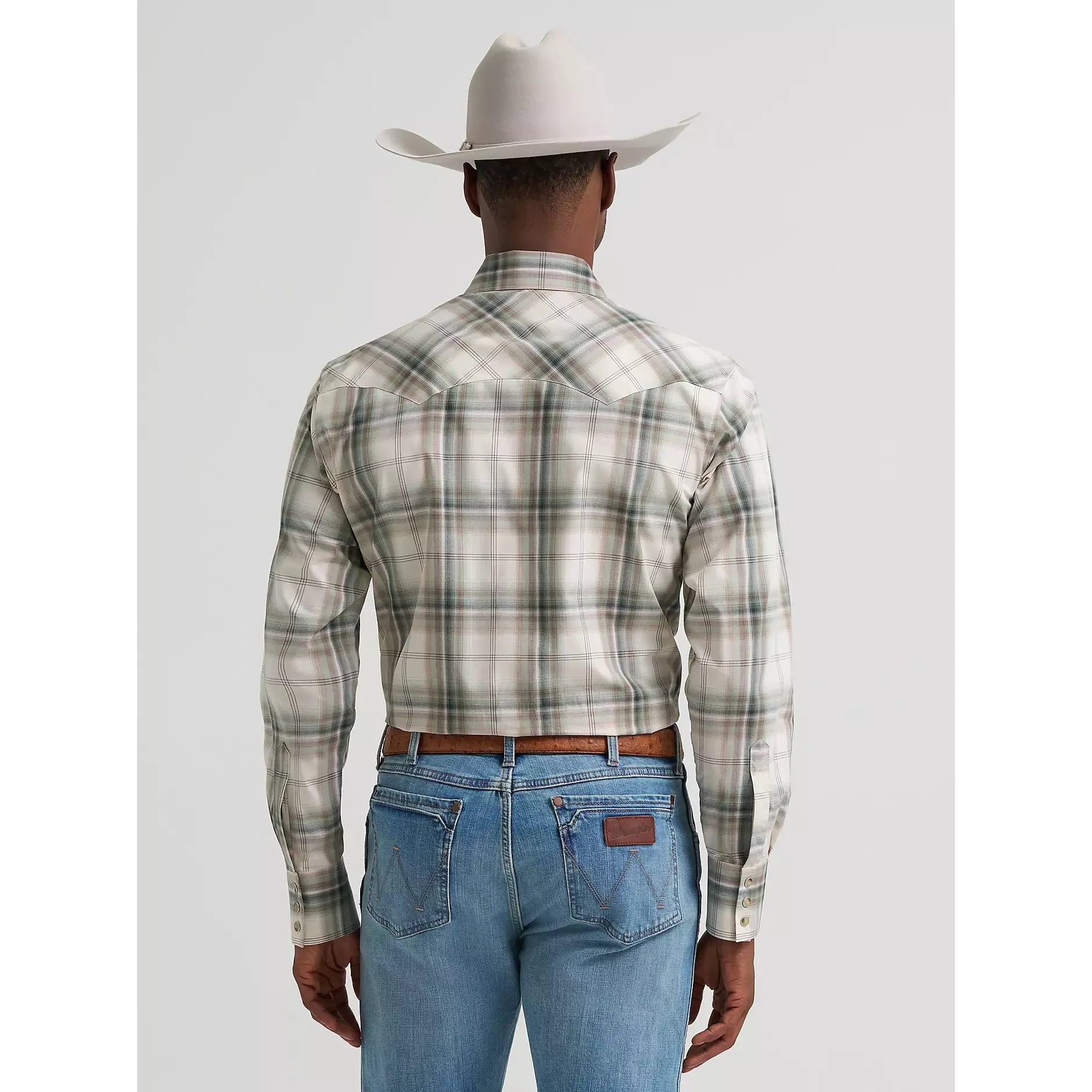 Men's Wrangler Retro® Long Sleeve Sawtooth Snap Pocket Western Shirt-Olive Toast