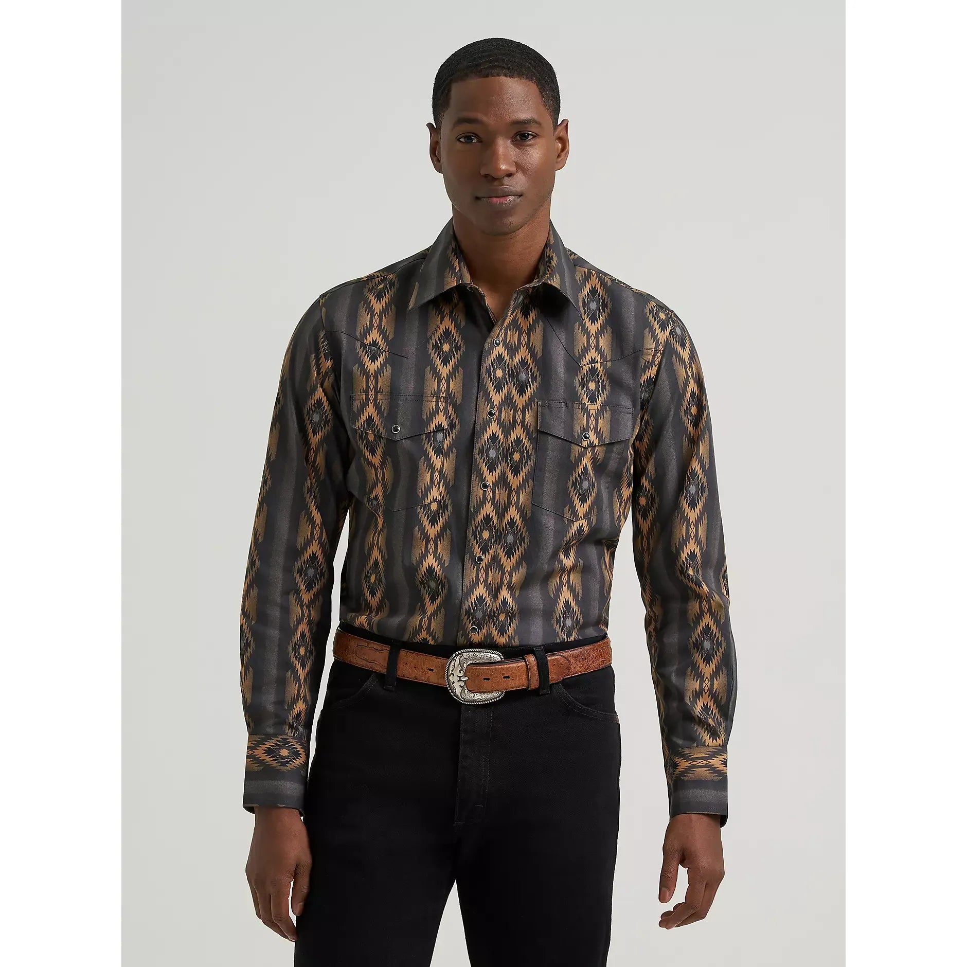 Men's Wrangler Checotah® Long Sleeve Western Snap Printed Shirt-Canyon Ridge