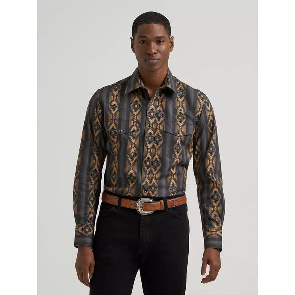 Men's Wrangler Checotah® Long Sleeve Western Snap Printed Shirt-Canyon Ridge