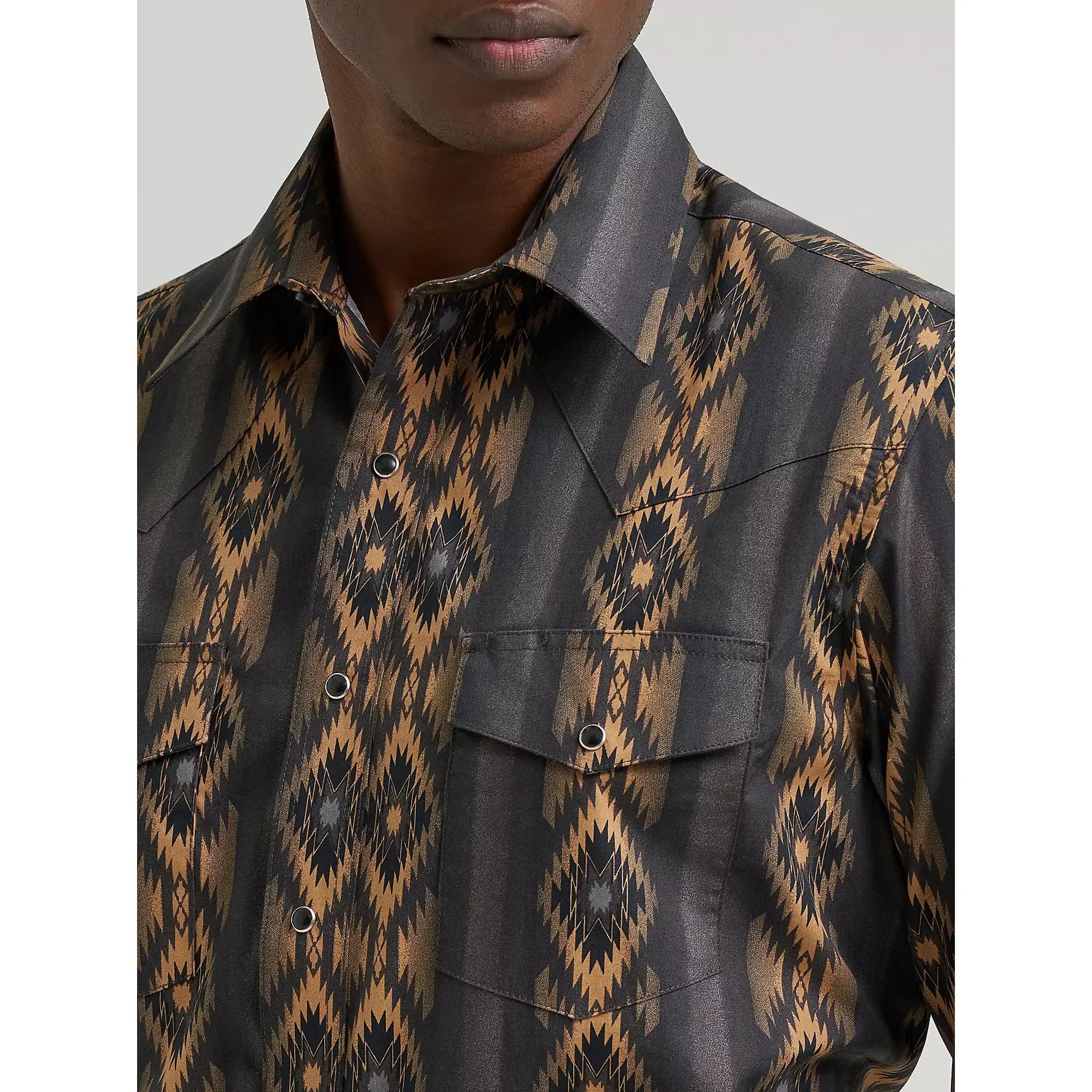 Men's Wrangler Checotah® Long Sleeve Western Snap Printed Shirt-Canyon Ridge