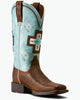Ariat Women's Round Up Cantina Square Toe Western Boot-Chesnut Southwest Embossed/Painted Watercolor