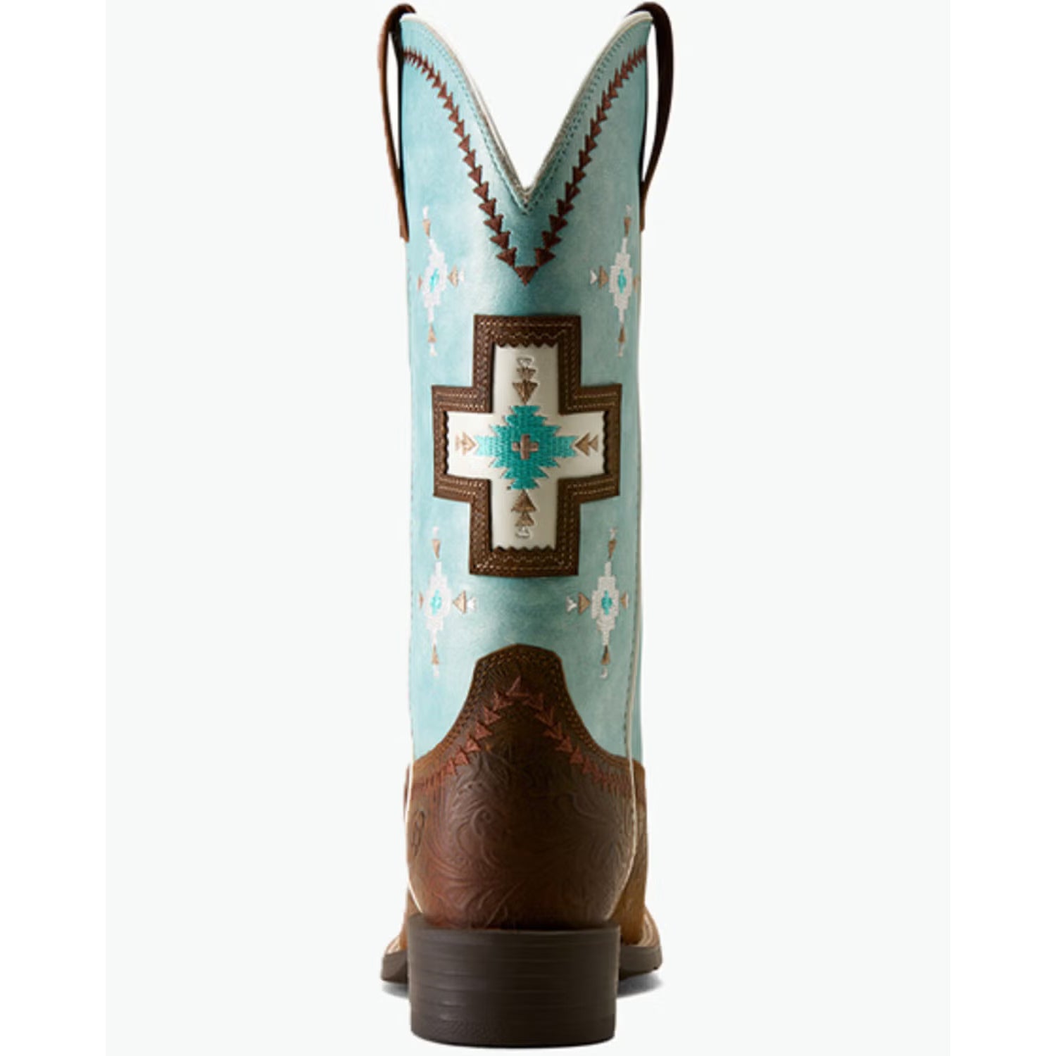 Ariat Women's Round Up Cantina Square Toe Western Boot-Chesnut Southwest Embossed/Painted Watercolor