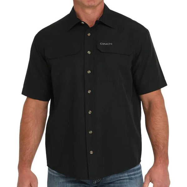 Men's Cinch Solid ArenaFlex Short Sleeve Shirt-Black