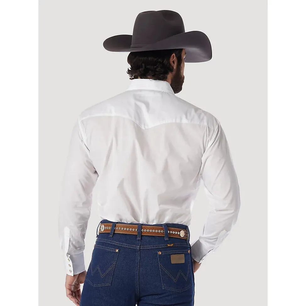 WRANGLER® WESTERN SNAP WHITE SHIRT - LONG SLEEVE SOLID BROADCLOTH - CWesternwear