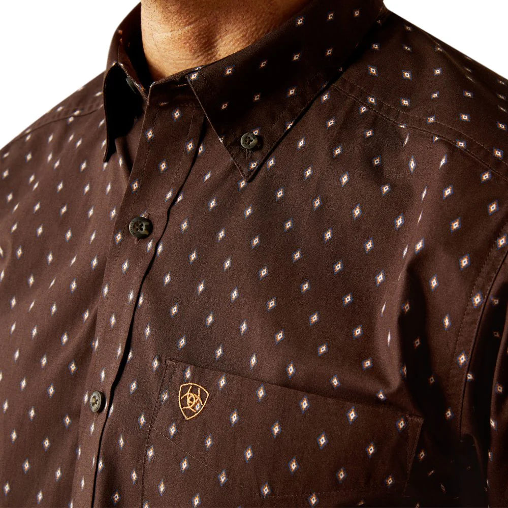 Men's Ariat Chance Fitted Long Sleeve Shirt - Brown