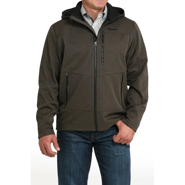 Cinch Men's Bonded Full Zip Hooded Jacket-Olive