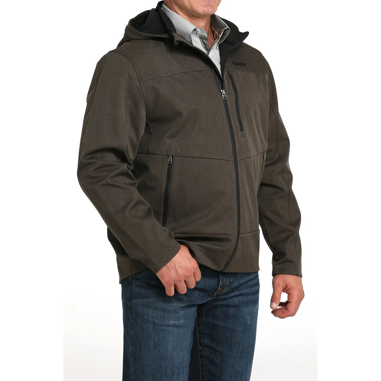 Cinch Men's Bonded Full Zip Hooded Jacket-Olive